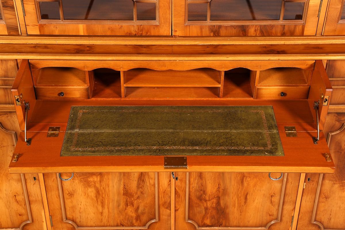 Indrukwekkende Engelse vitrinekast Echt hout secretaire bibliotheekkast boekenkast buffet antiek vintage