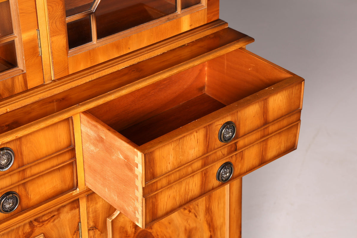 Indrukwekkende Engelse vitrinekast Echt hout secretaire bibliotheekkast boekenkast buffet antiek vintage