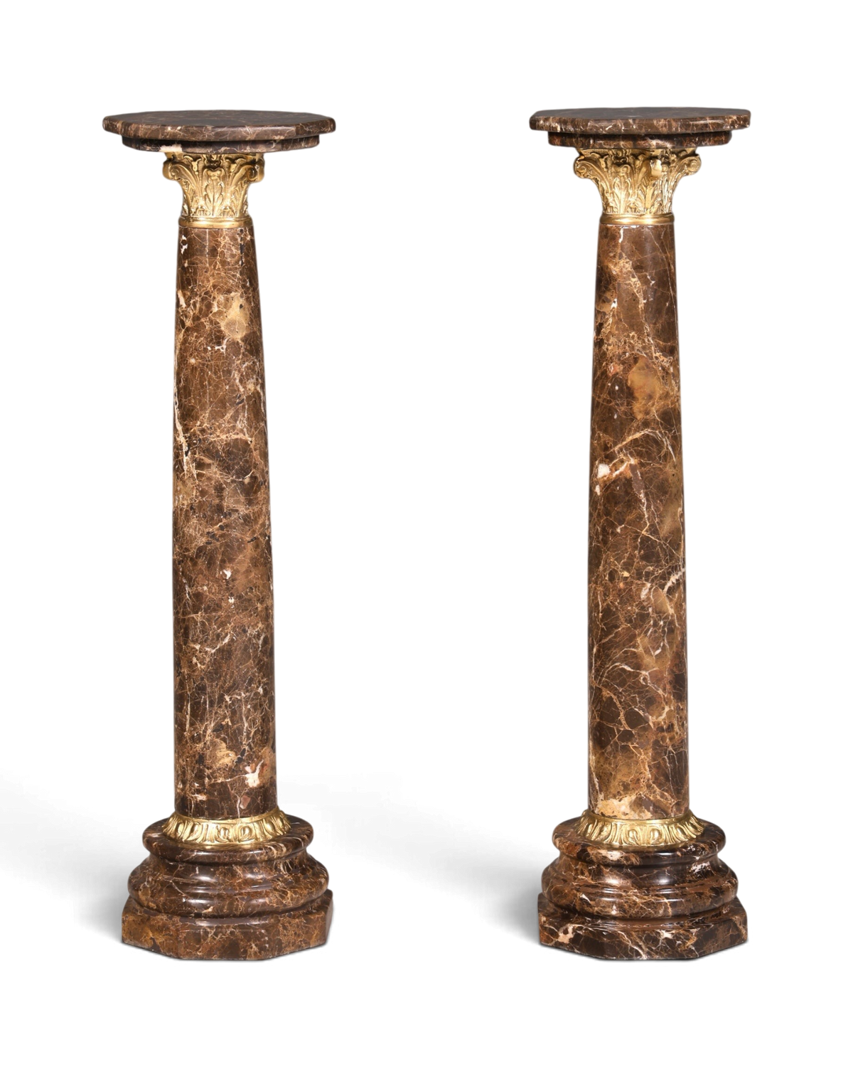 Wunderschöne Barock Stil Säule Louis XV Marmor Blumensäule Naturstein Braun Sockel Ablage 1 von 2