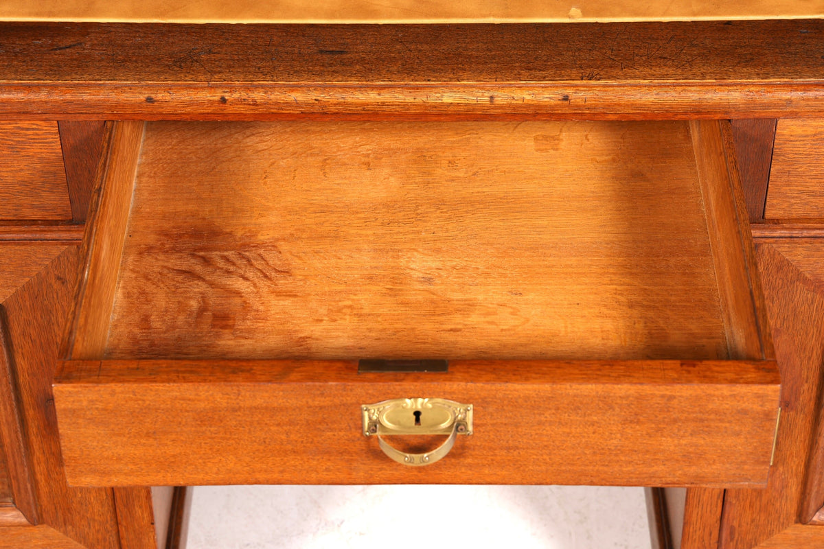 Droomachtig Jugendstil-eiken bureau Gründerzeit-kantoortafel massief houten bureau kantoor tafel antiek vintage