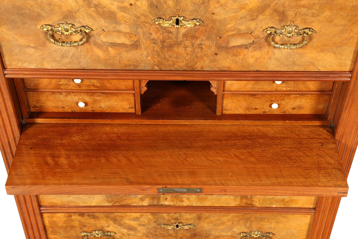 Stilvoller Gründerzeit Sekretär Vertiko Highboard Louis Philippe Chiffoniere Kommode um 1880