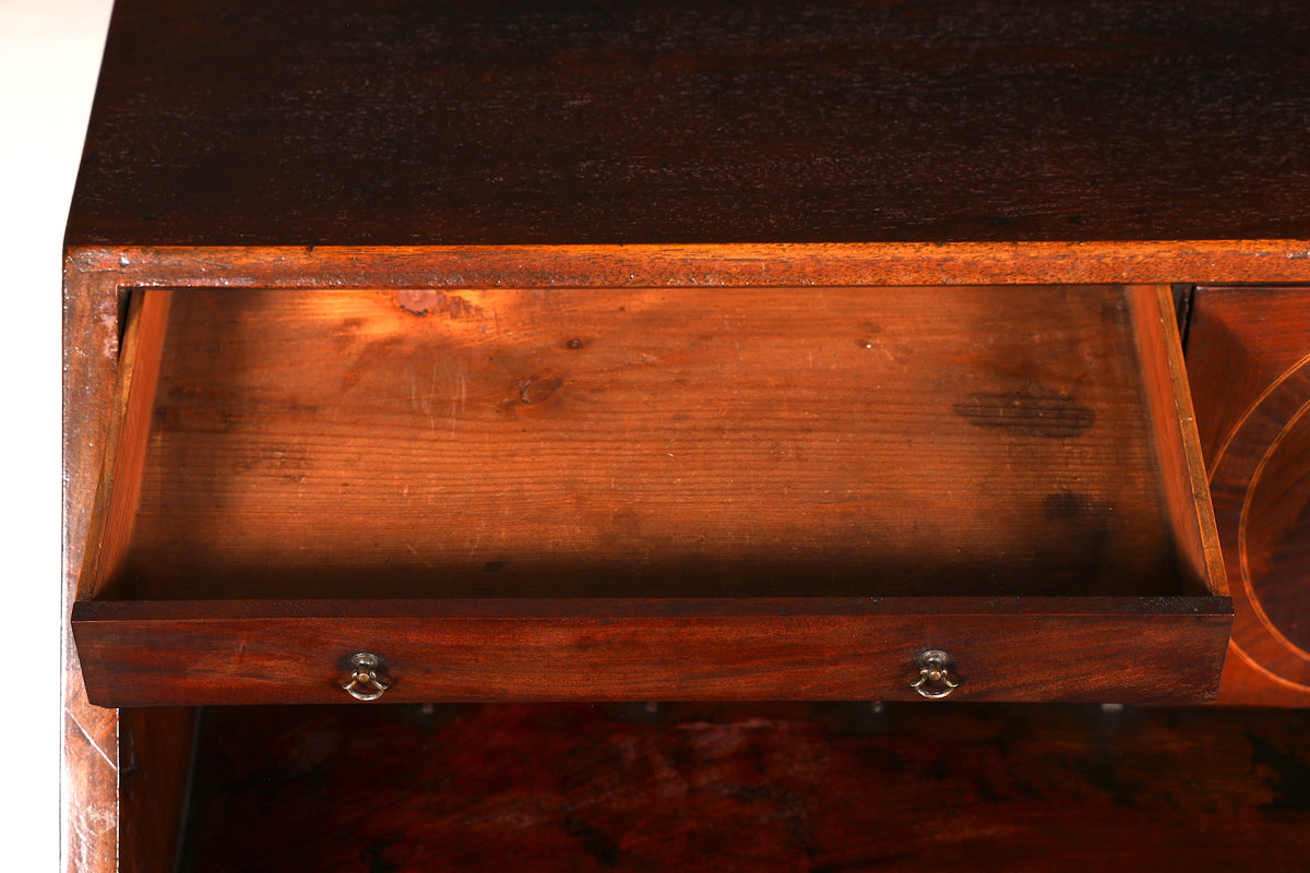 Prachtige Engelse secretaire schrijfcommode echt hout echt leren blad bureautafel commode antiek vintage