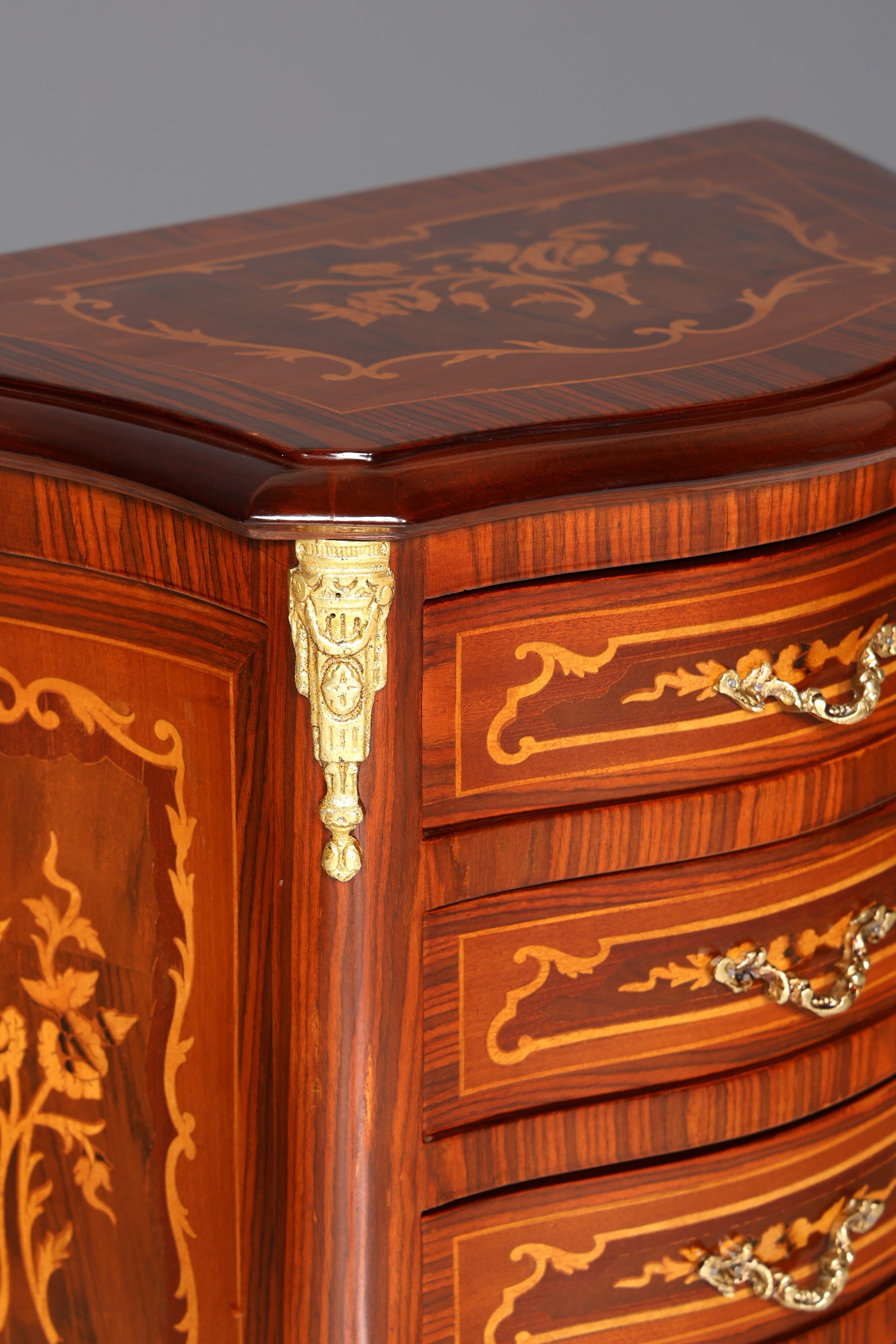 Edle Barock Stil Kommode Antik Stil Beistelltisch Messing Schränkchen