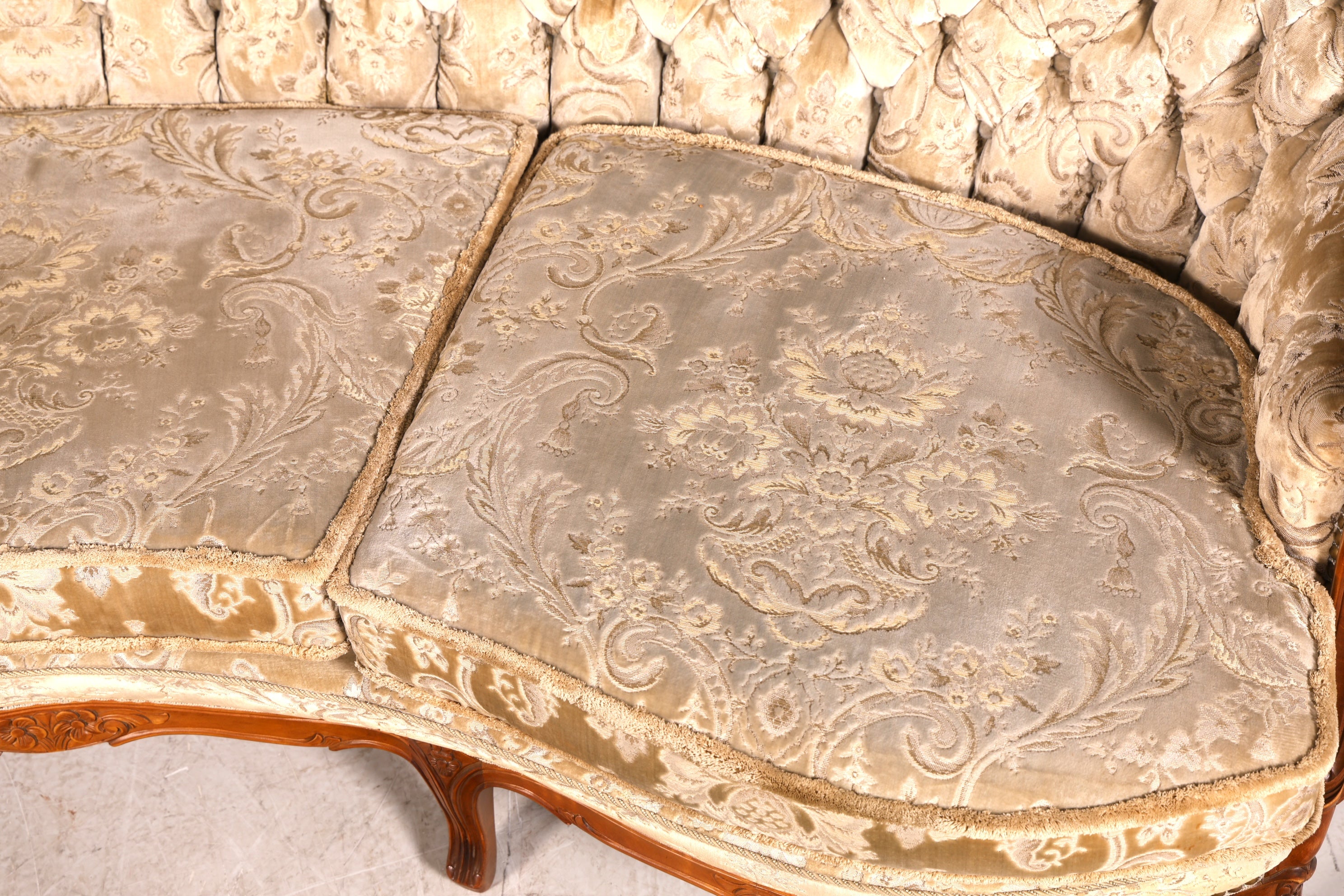 Wunderschönes Chippendale Sofa Barock Stil Couch Samt Stoff 3 Sitzer Canapé