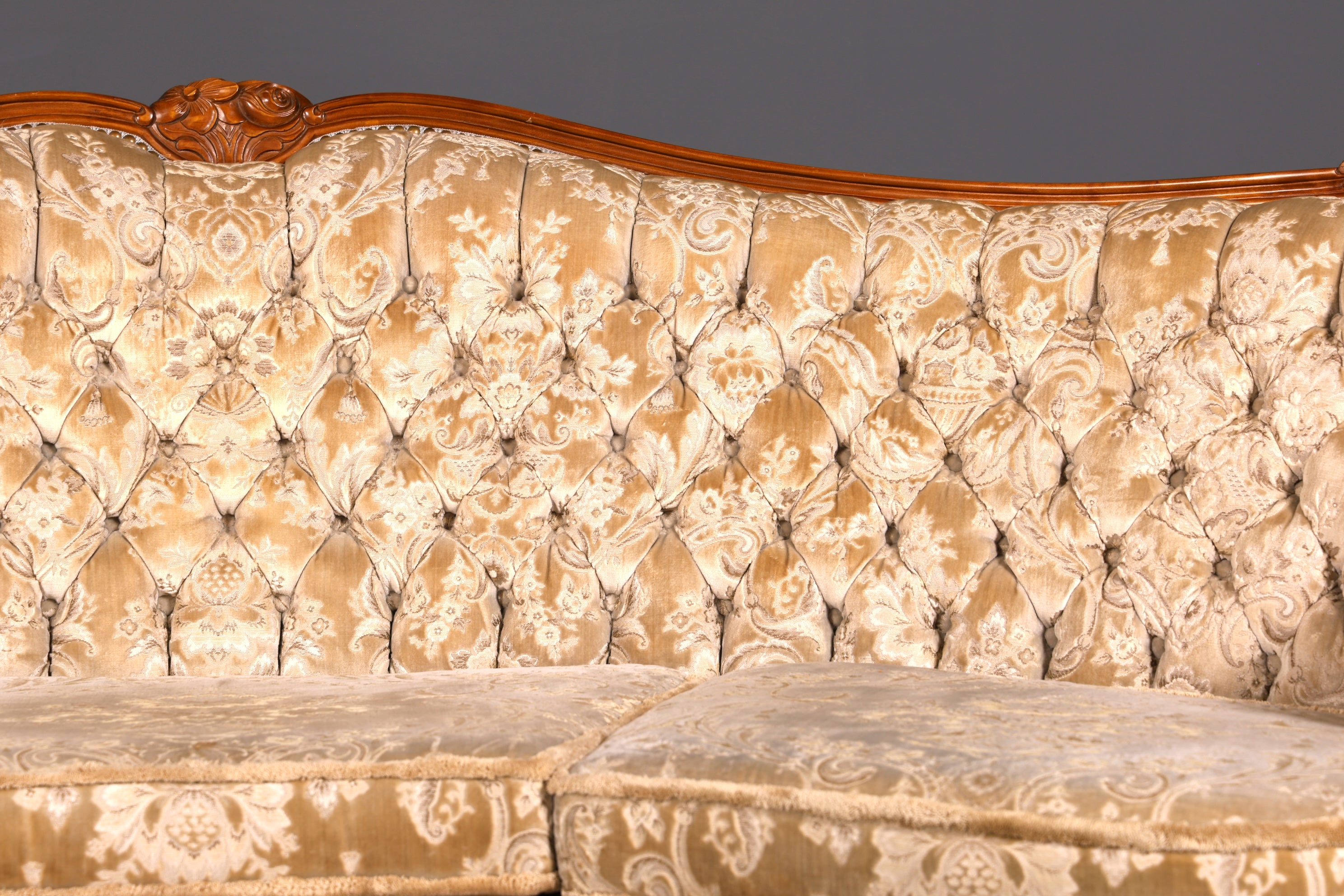 Wunderschönes Chippendale Sofa Barock Stil Couch Samt Stoff 3 Sitzer Canapé