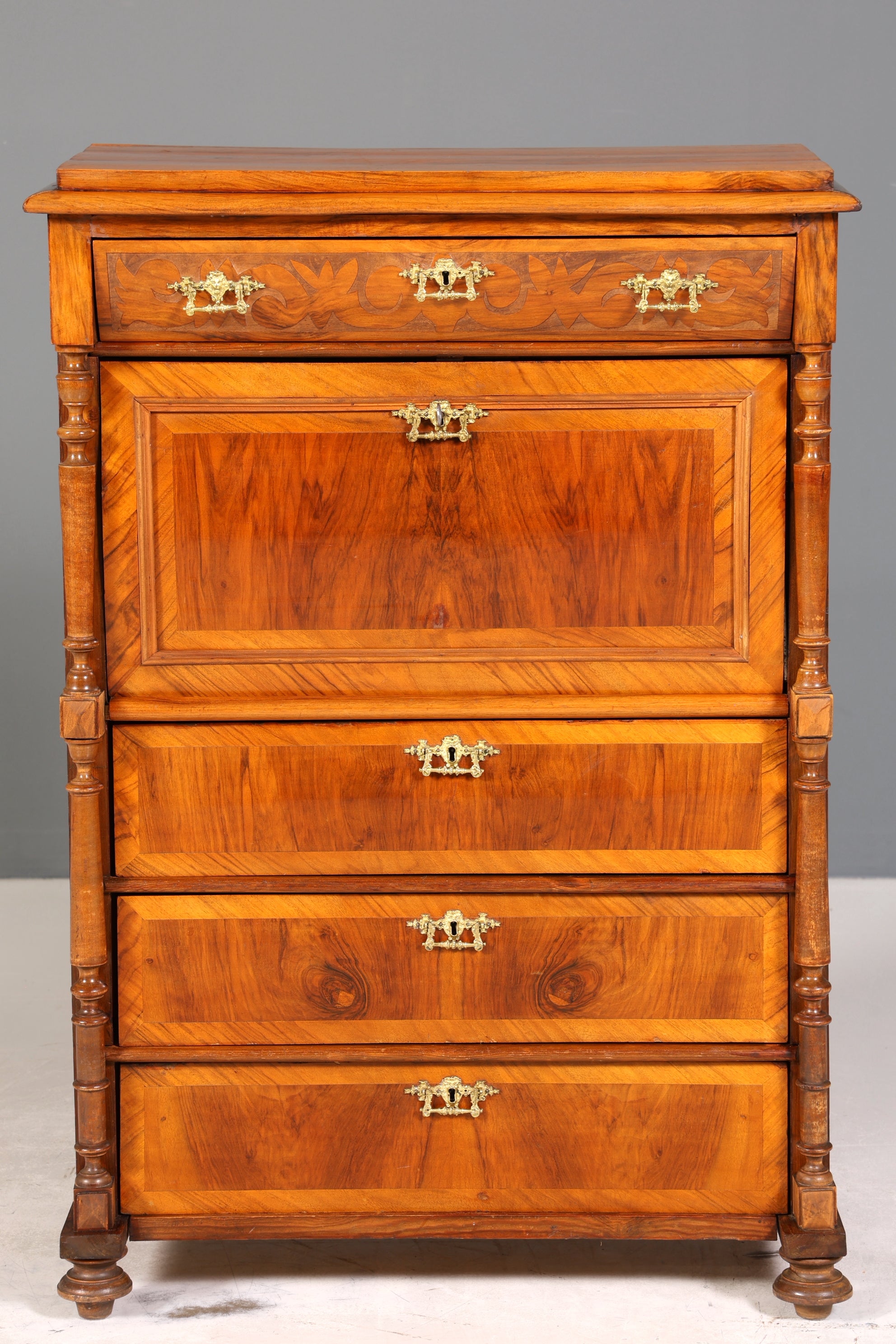 Edler Gründerzeit Sekretär Vertiko Highboard Louis Philippe Kommode um 1880