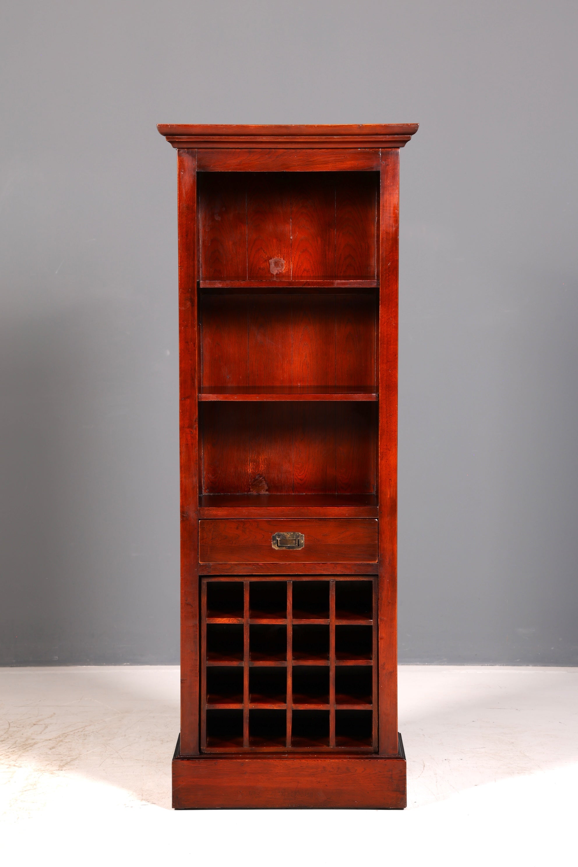 Wunderschönes Bücherregal mit Weinregal Standregal Kolonialstil Regal Weinschrank Bücherschrank Massivholz