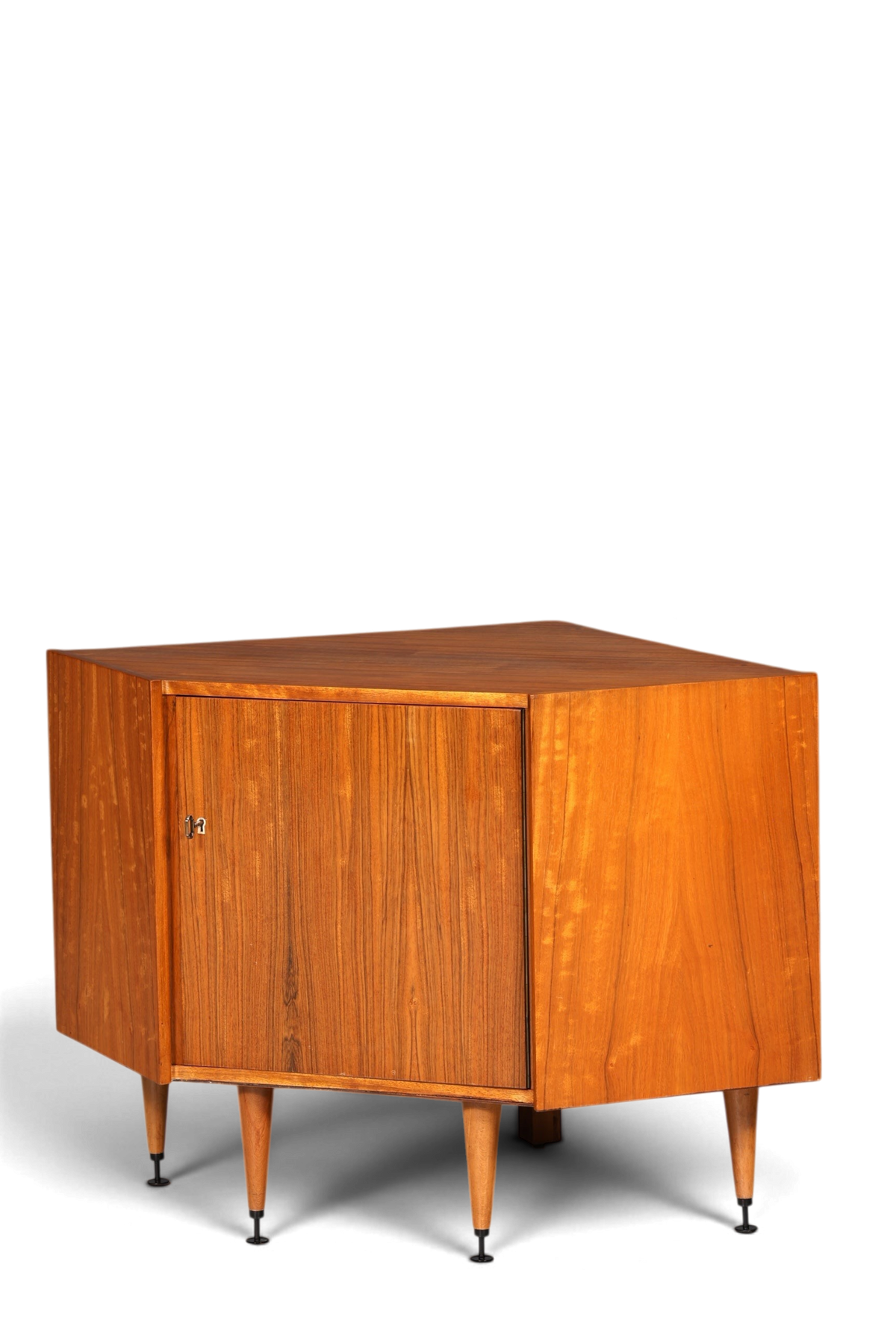 Hauptstadt Möblerei Mid Century Eckkommode aus Holz mit konischen Beinen im Vintage-Stil der 60er Jahre