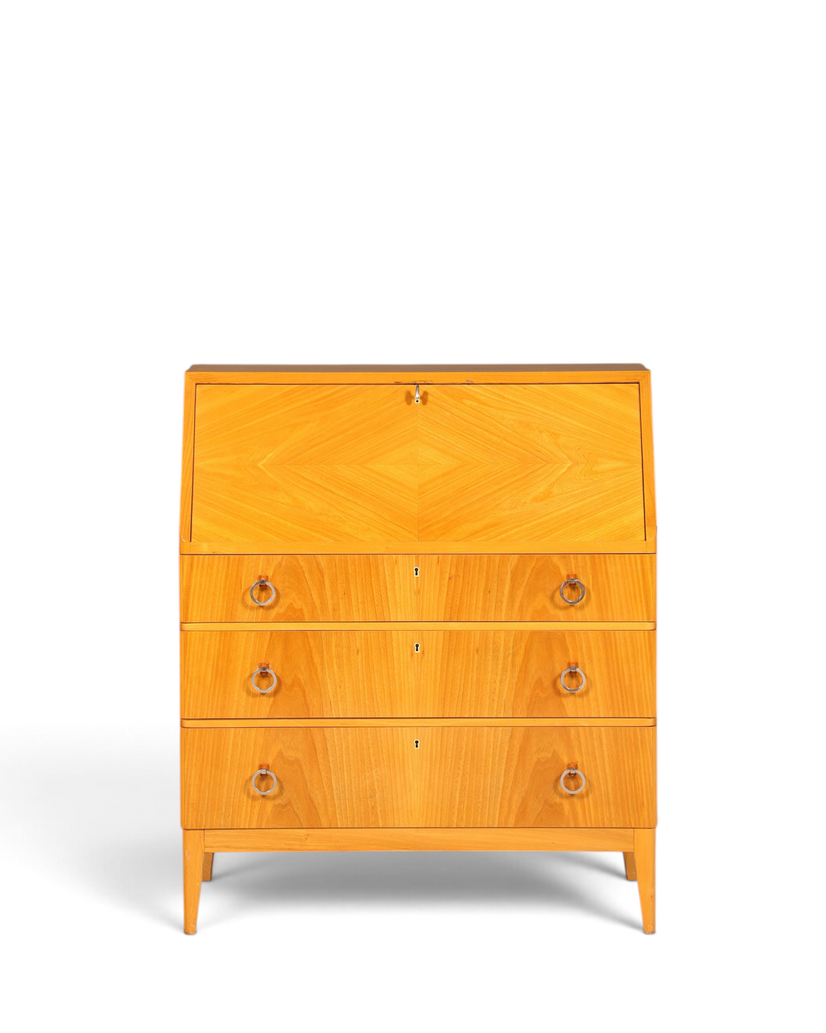 Schlichter Mid Century Sekretär Vintage Schreibmöbel echt Holz Kommode Retro Office Secretary