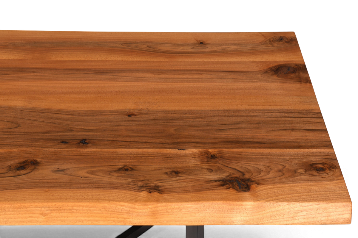 Edler Nussbaum Tisch 260cm-97cm Esszimmer Tisch Baumkanten Platte massiv Holz Küchentisch