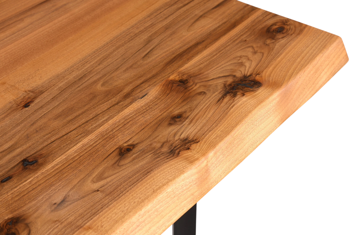 Edler Nussbaum Tisch 260cm-97cm Esszimmer Tisch Baumkanten Platte massiv Holz Küchentisch