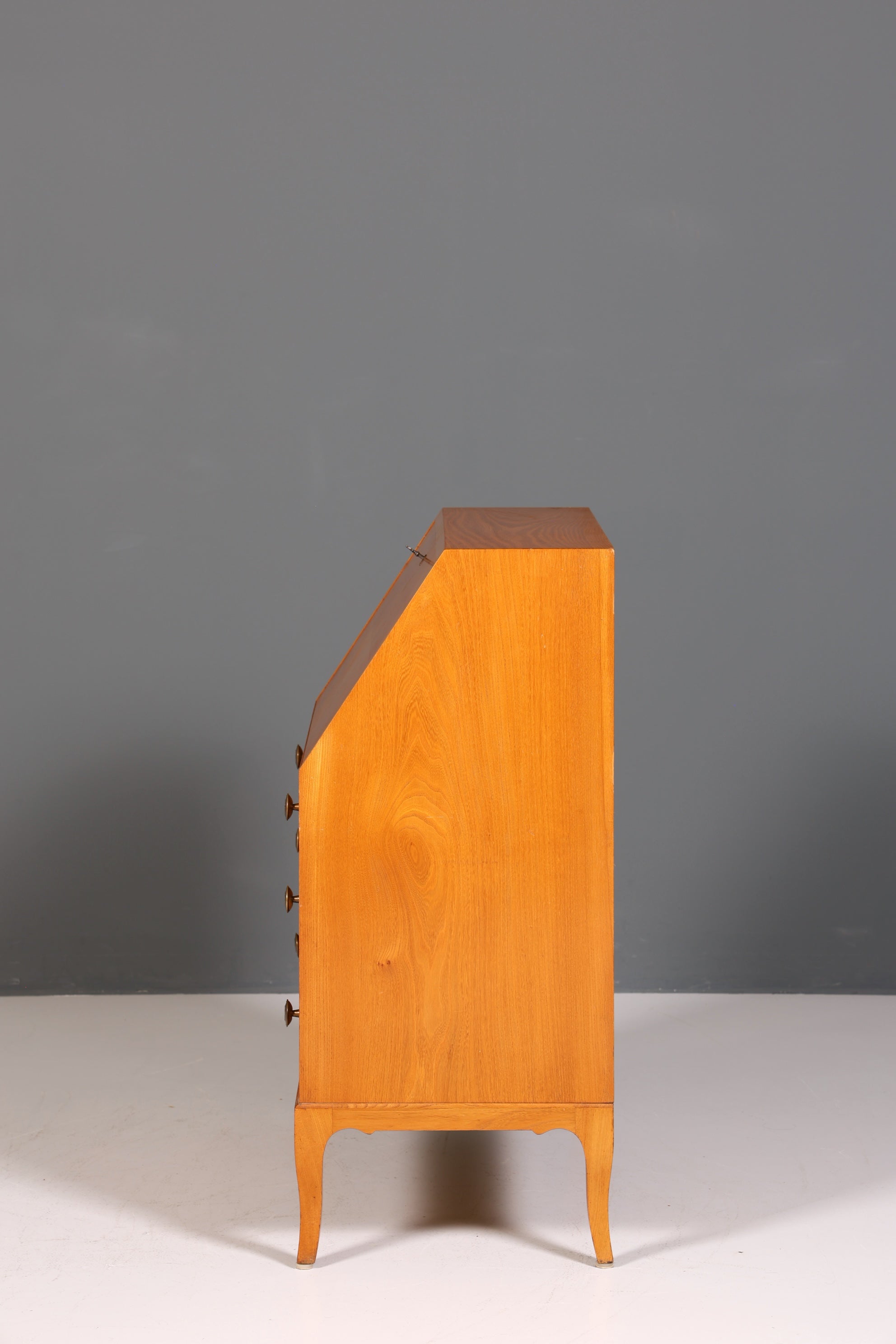 F226 Finish cm Schlichter Mid Century Sekretär Vintage Schreibmöbel echt Holz Kommode Office Secretary