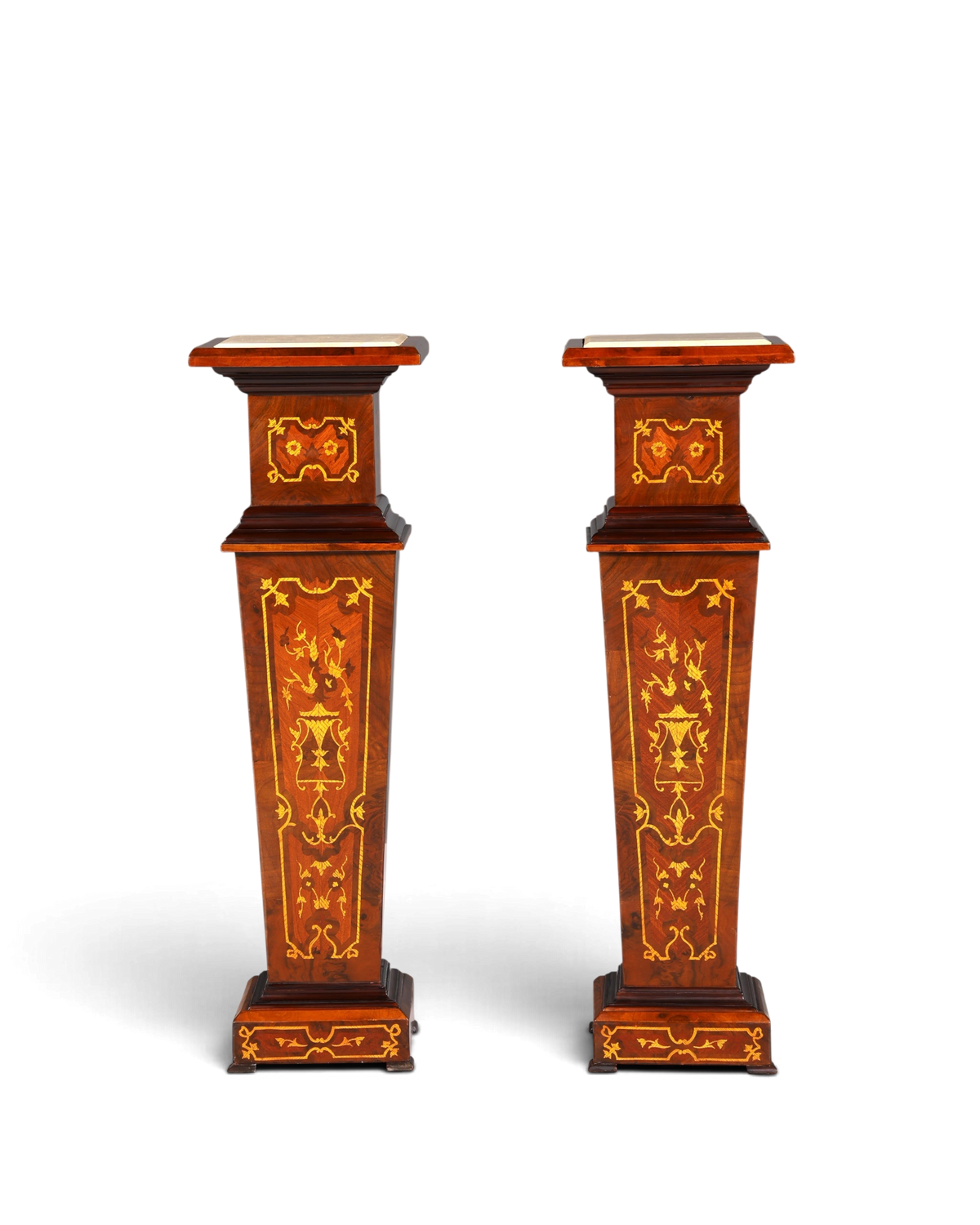 Stilvolle Barock Stil Säule Louis XV Blumensäule Naturstein Marmor Intarsien Ablage Tisch
