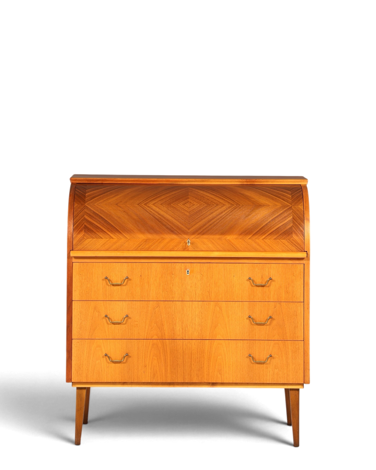 Stilvoller Mid Century Rollladen Sekretär echt Holz Büro Schrank Vintage Schreibkommode