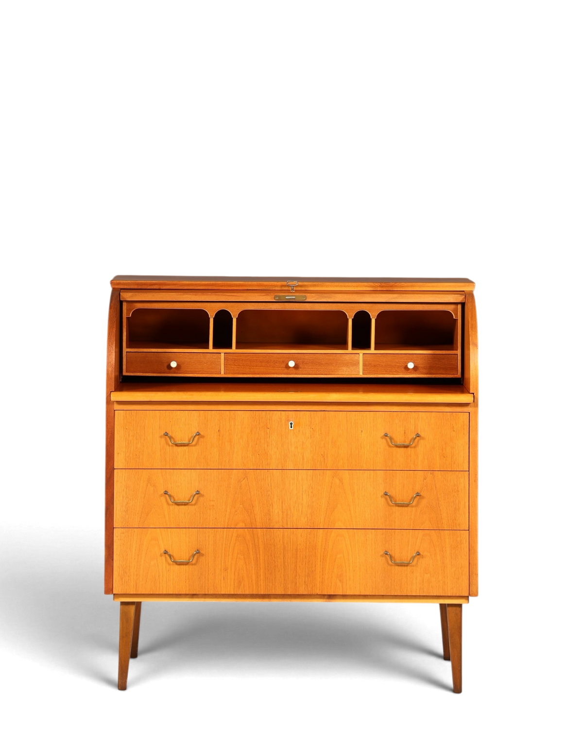 Stilvoller Mid Century Rollladen Sekretär echt Holz Büro Schrank Vintage Schreibkommode