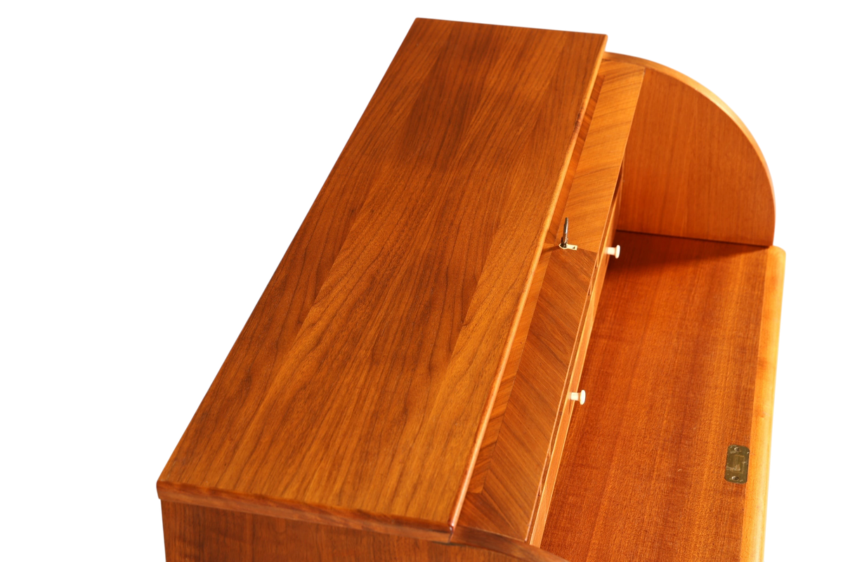 Stilvoller Mid Century Rollladen Sekretär echt Holz Büro Schrank Vintage Schreibkommode