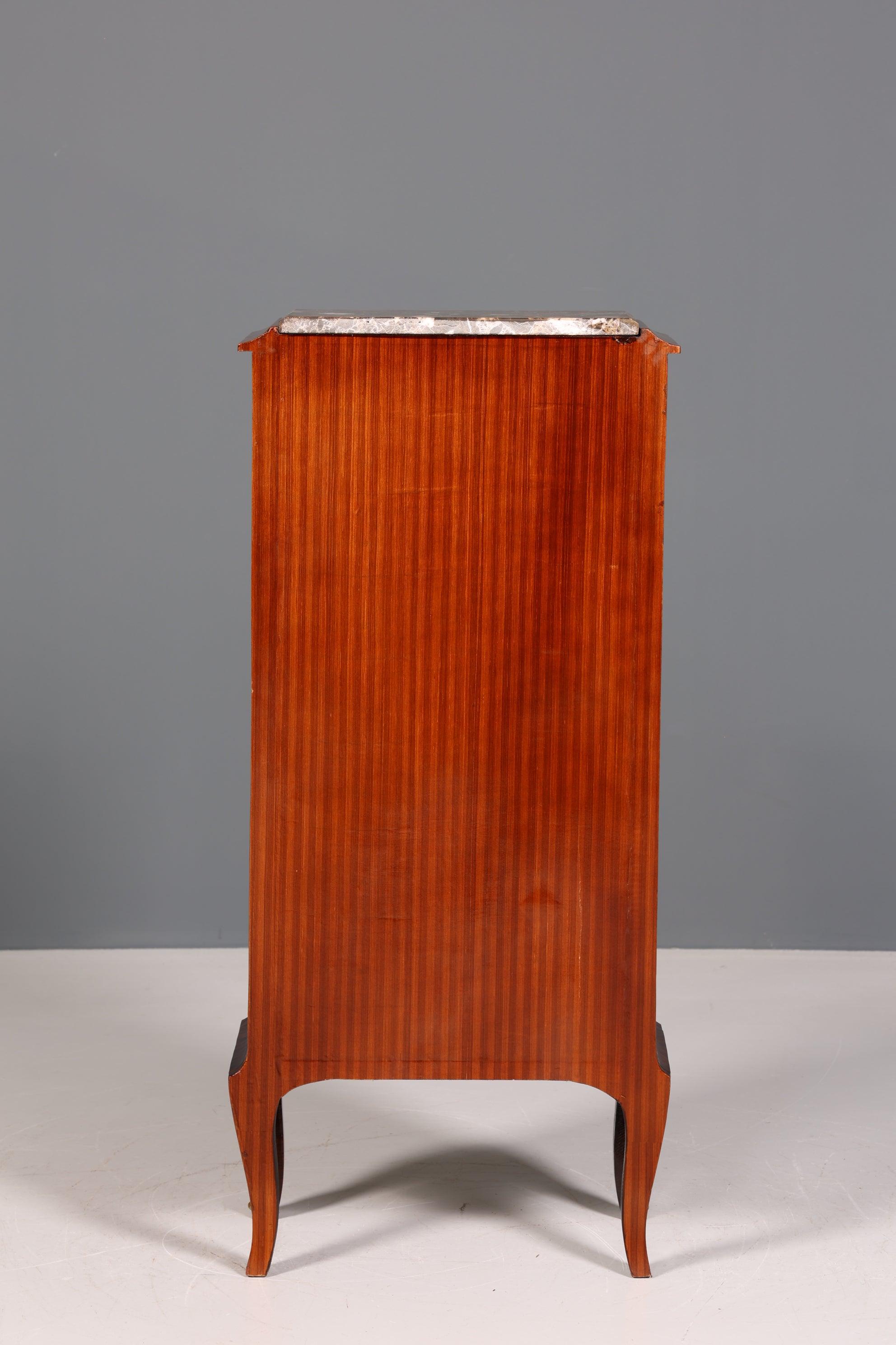 Wunderschönes Barock Stil Louis XV Highboard Marmor Vertiko Intarsien Kommode