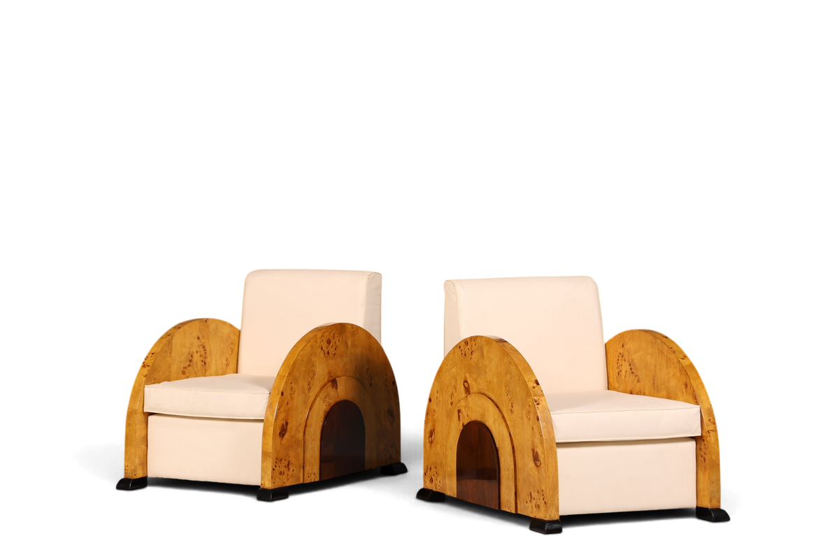 Wunderschöner Art Deco Design Sessel Clubsessel Birke Armlehnsessel 2 von 2
