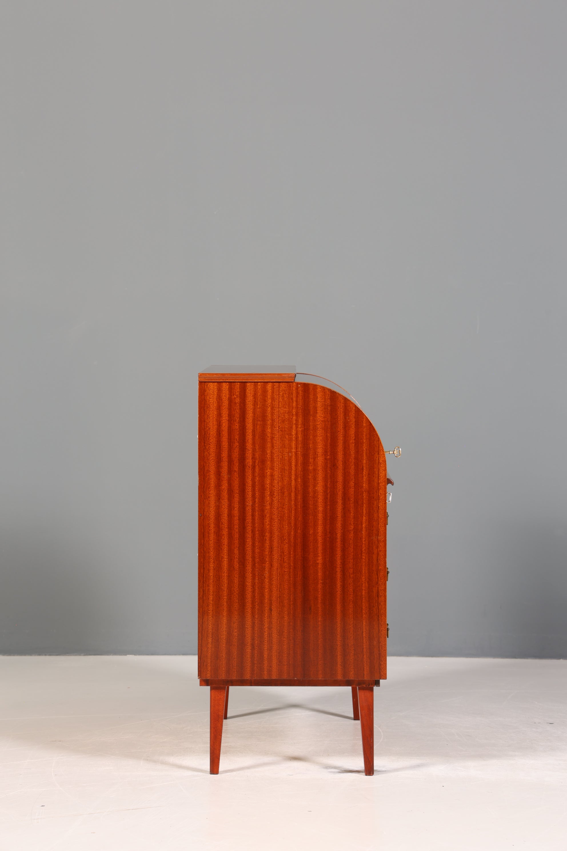 Stilvoller Mid Century Rollladen Sekretär echt Holz Büro Schrank Vintage Schreibkommode