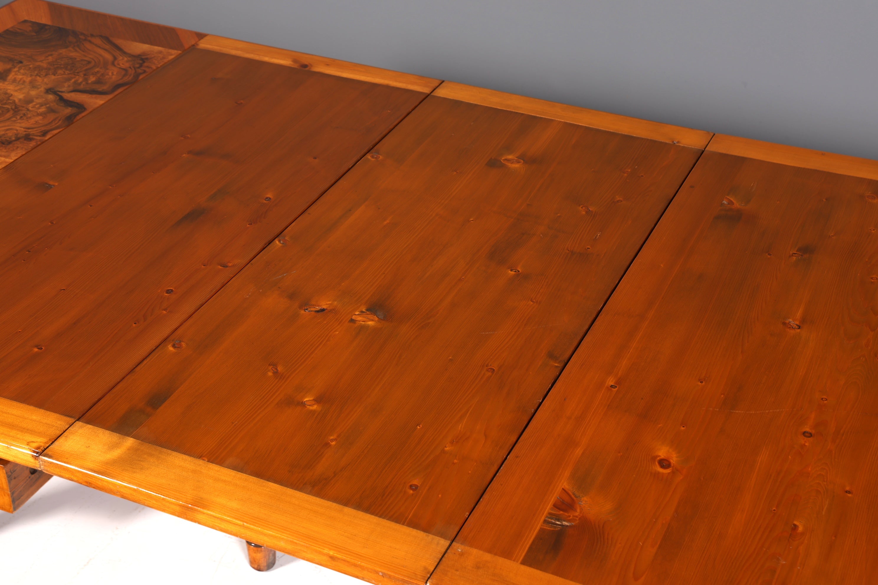 Traumhafter XXL Gründerzeit Tisch Kulissentisch ausziehbarer Louis Philippe Esstisch Wurzelholz Antik