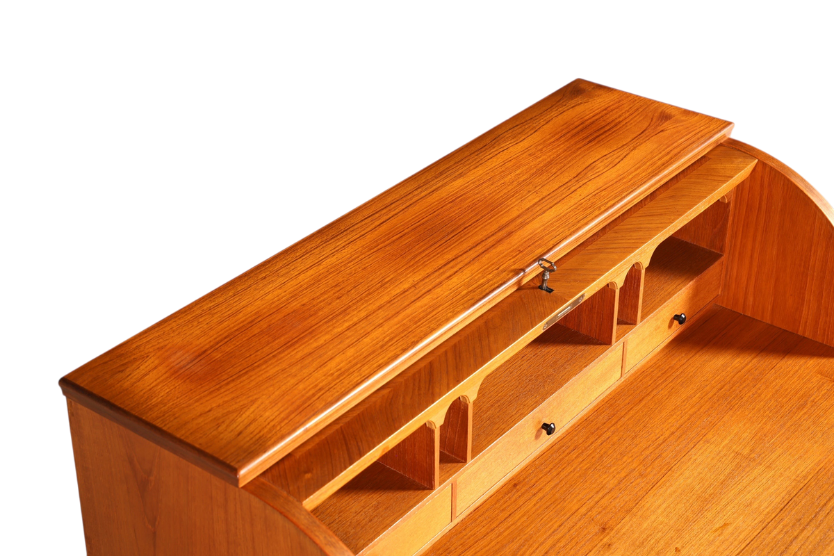 Schlichter Mid Century Rollladen Sekretär von Bröderna Gustafssons Büro Schrank Schreibkommode 60s Schreibmöbel