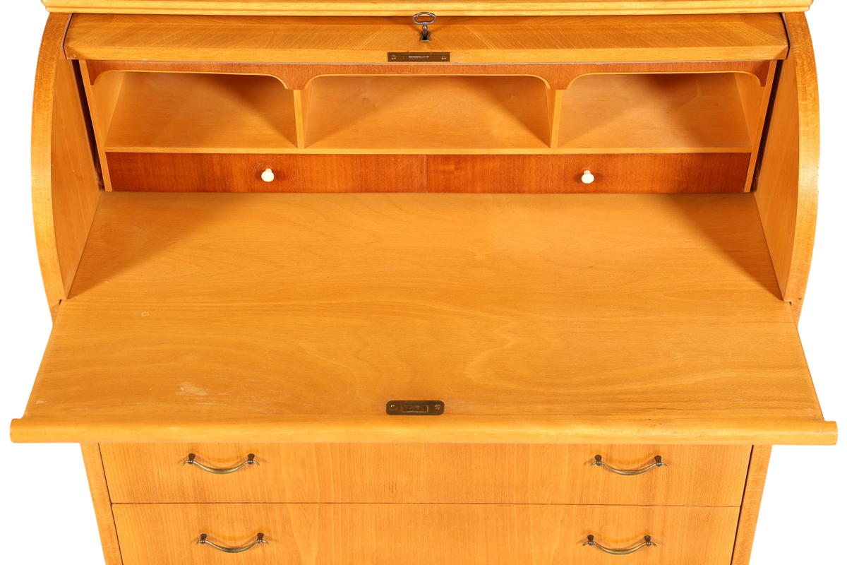 Stilvoller Mid Century Rollladen Sekretär echt Holz Büro Schrank Vintage Schreibkommode