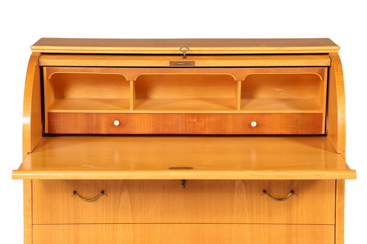 Stilvoller Mid Century Rollladen Sekretär echt Holz Büro Schrank Vintage Schreibkommode