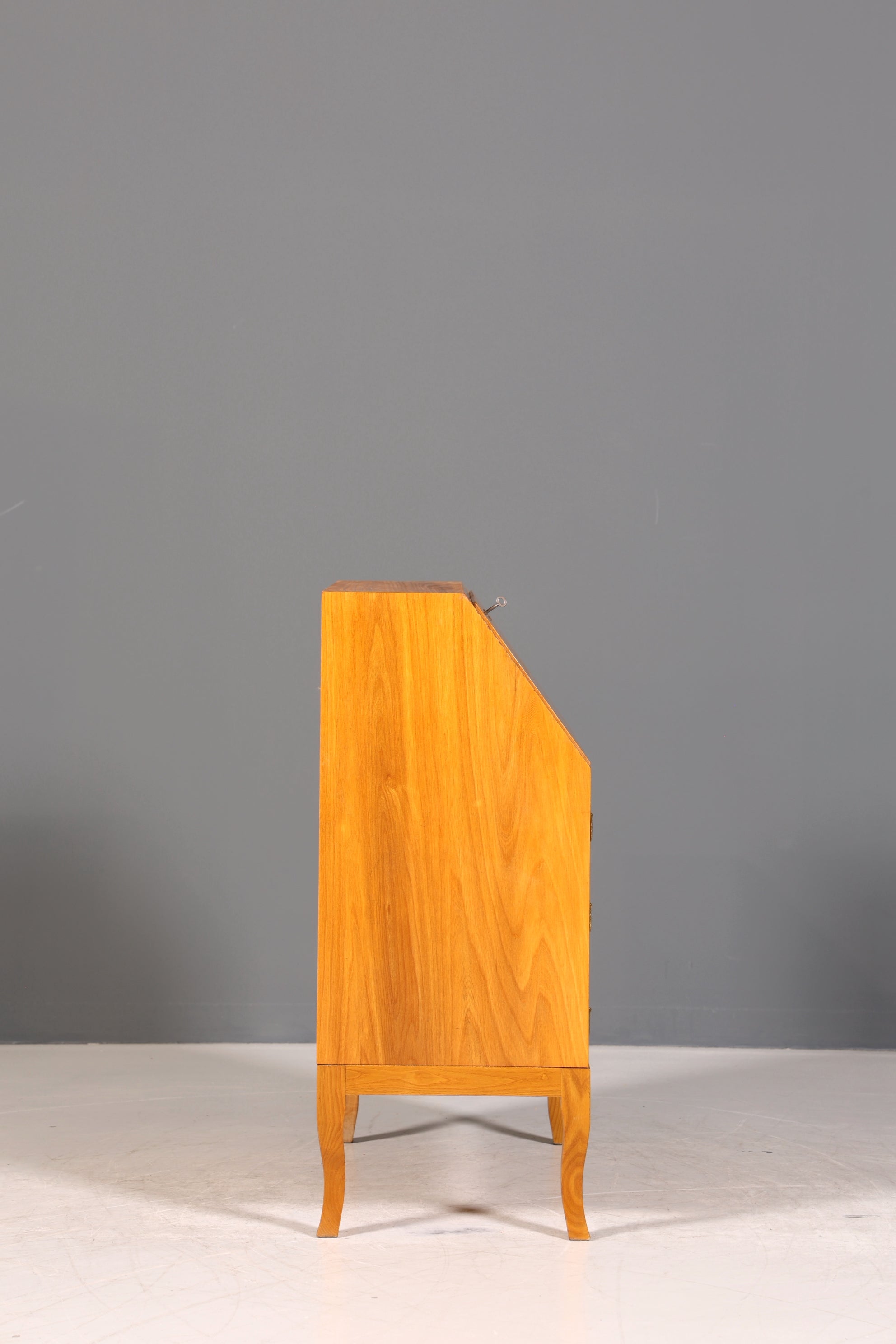 Schlichter Mid Century Sekretär Vintage Schreibmöbel echt Holz Kommode Office Secretary