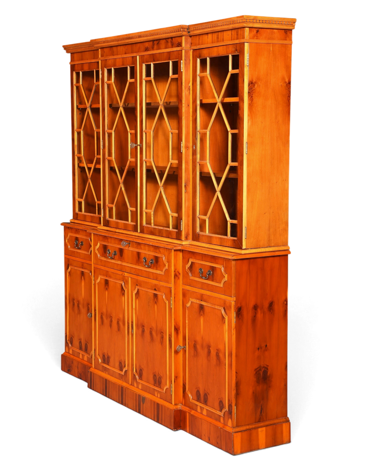 Traumhafte Englische Vitrine Bücherschrank Buffet Antik Stil Englisch Eibe Glasvitrine Bibliothek