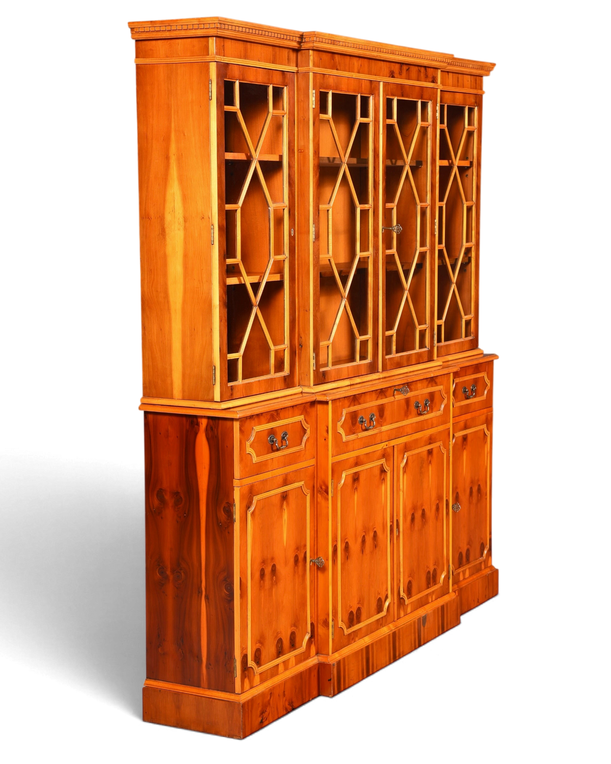 Traumhafte Englische Vitrine Bücherschrank Buffet Antik Stil Englisch Eibe Glasvitrine Bibliothek
