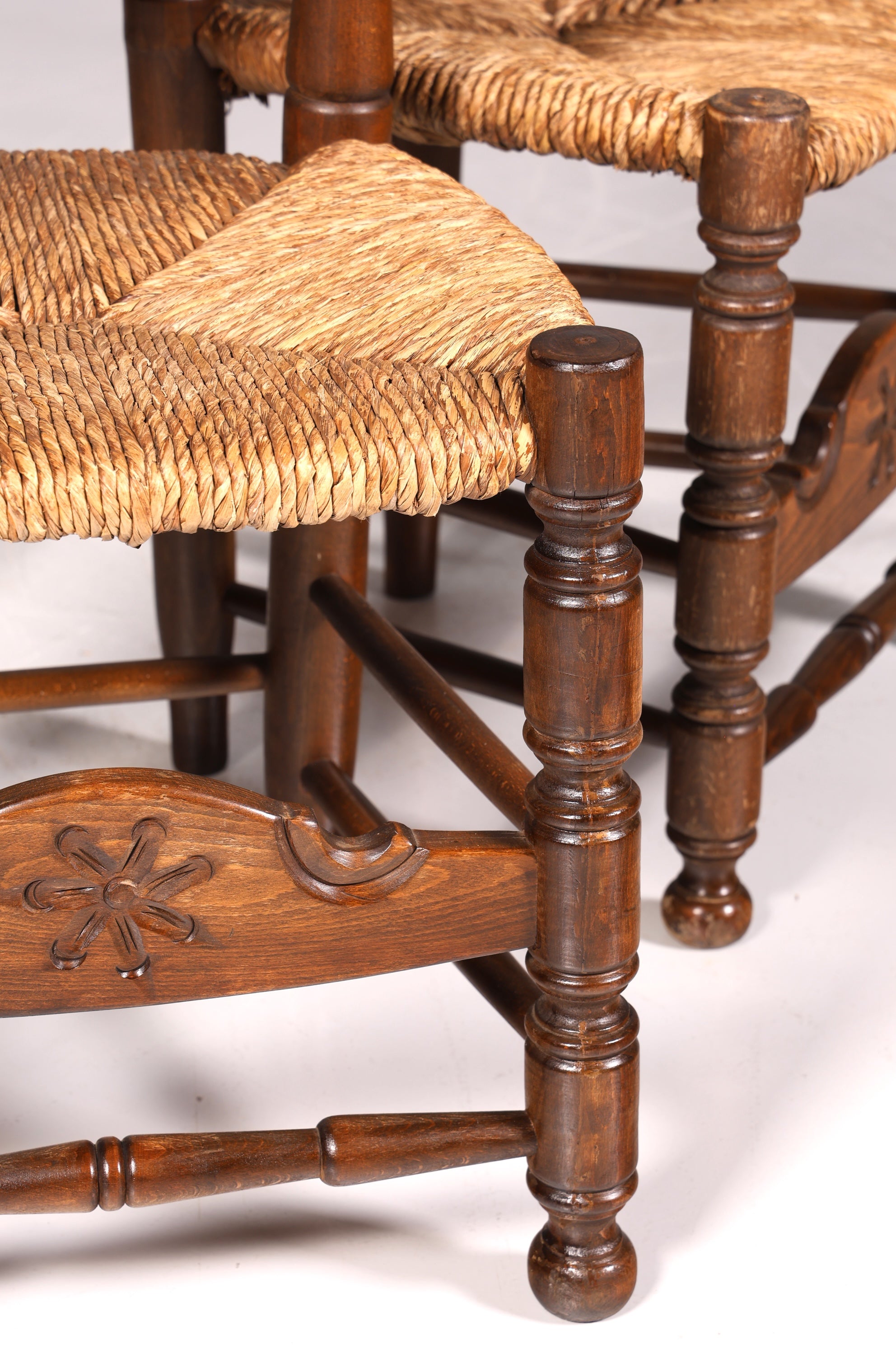 2x Wunderschöne Spanische Stühle Stuhl Set Rattan Rustikale Stühle Küchenstühle