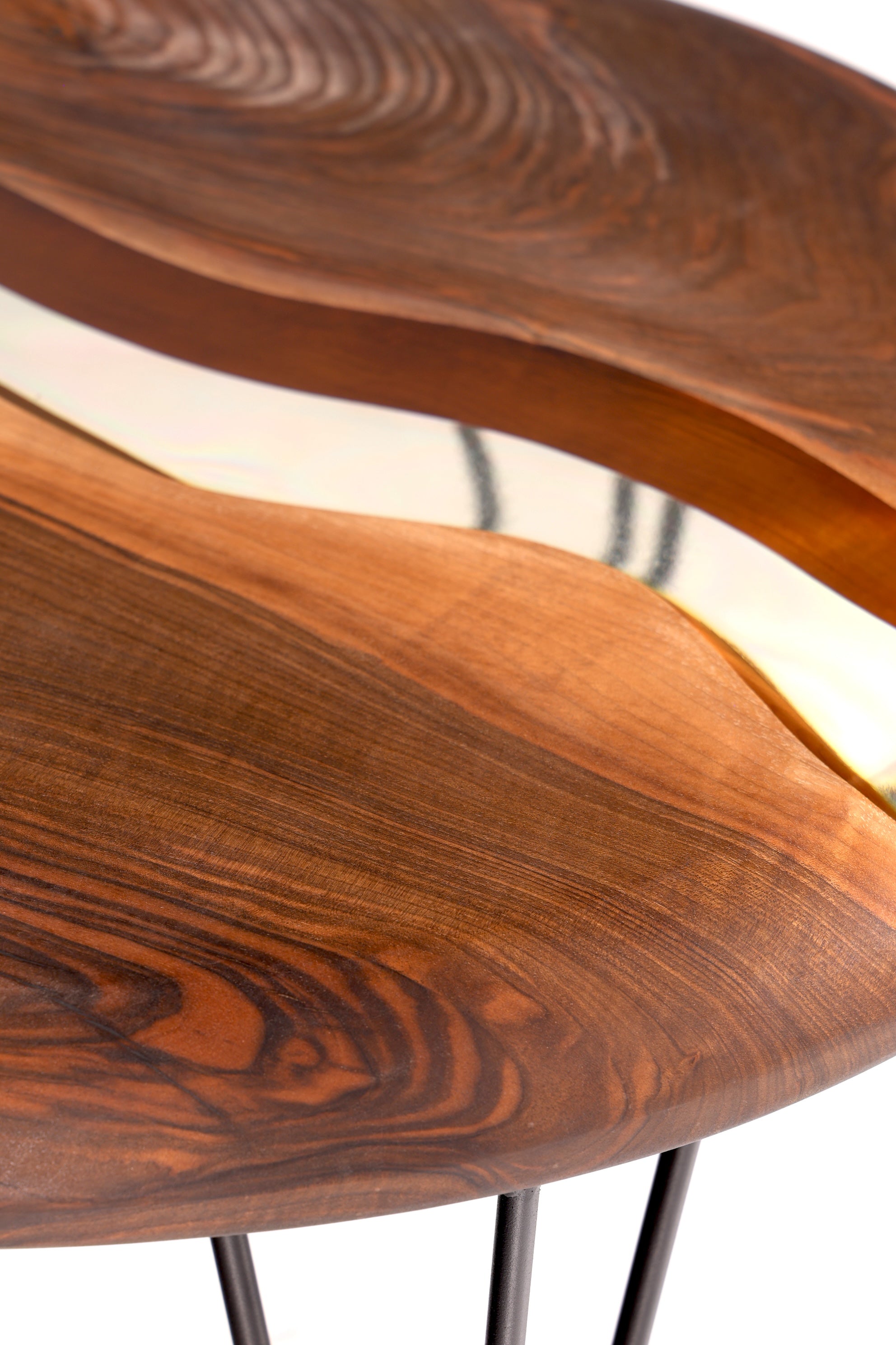 Unique epoxy resin coffee table walnut table side table green storage table