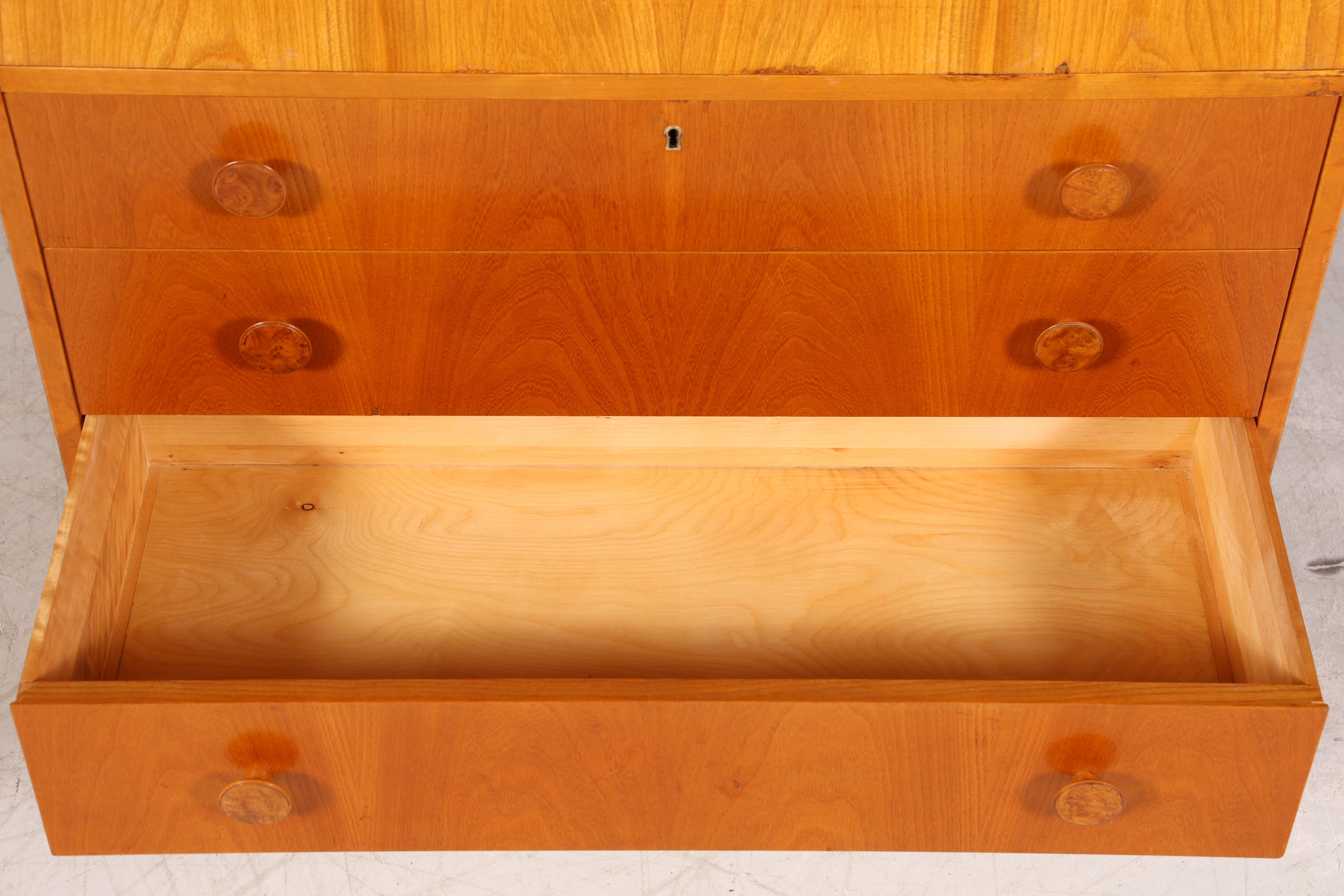 Schlichter Mid Century Sekretär Vintage Schreibmöbel echt Holz Kommode Office Secretary