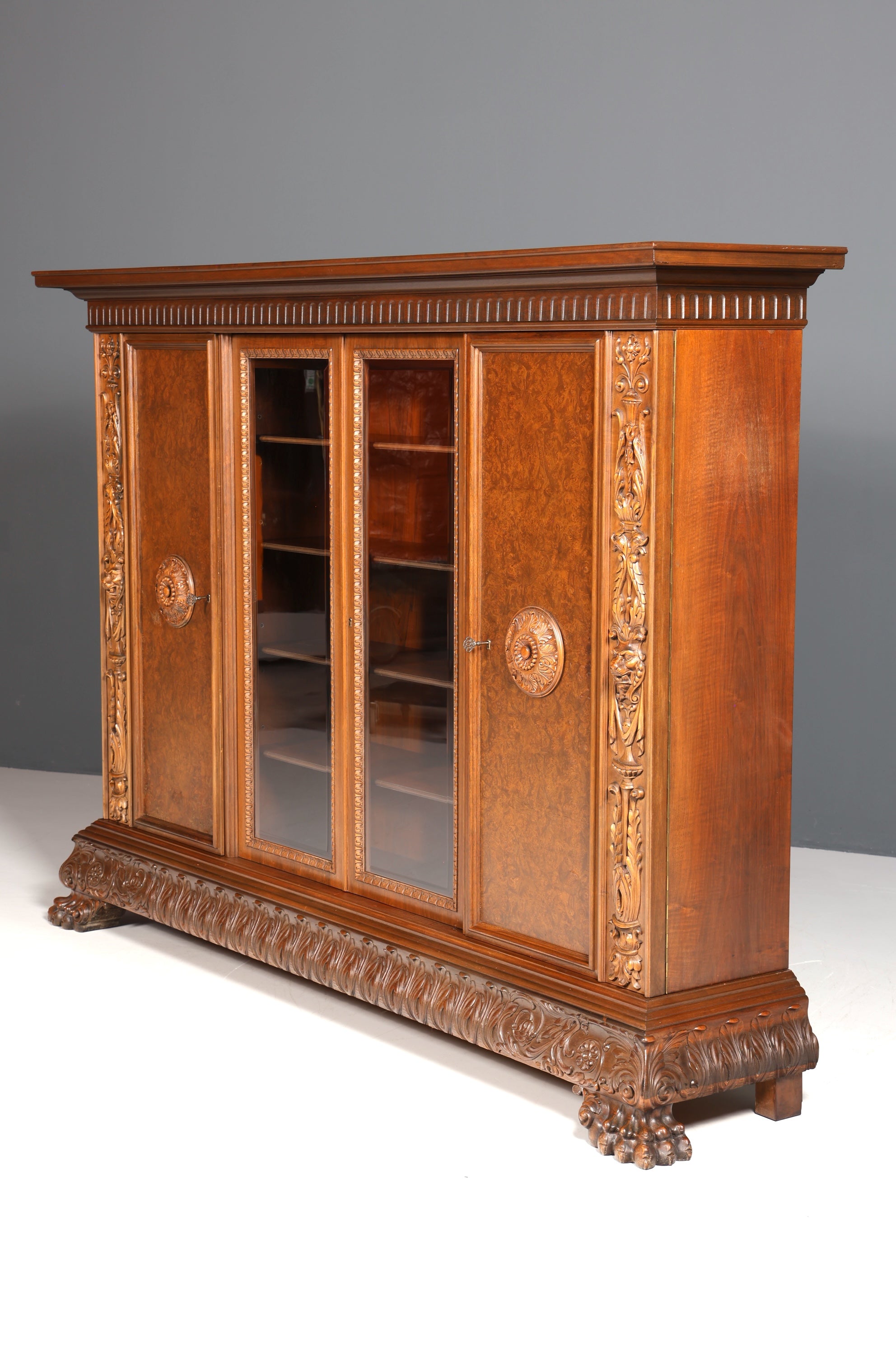 Dreamlike XXL Neo-Renaissance bookcase, antique display cabinet, gentleman&