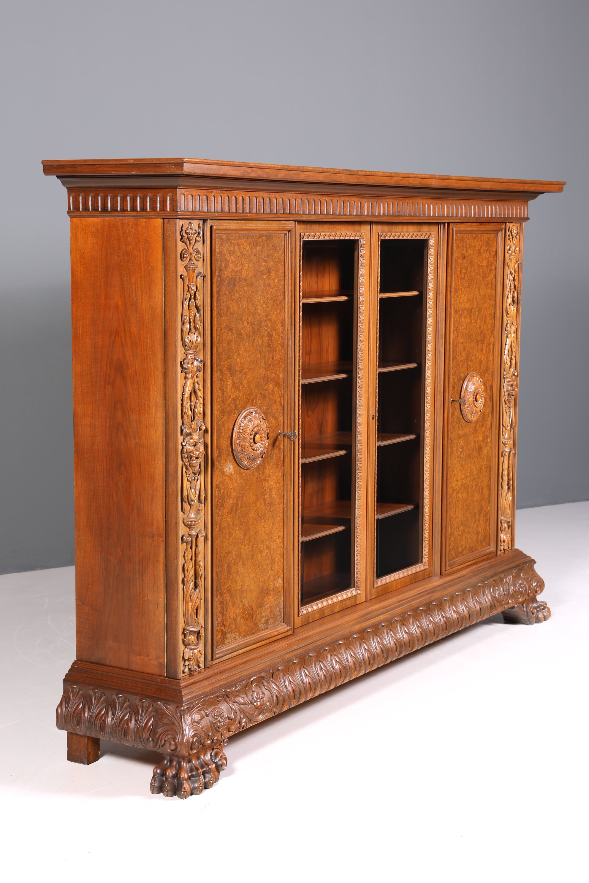 Dreamlike XXL Neo-Renaissance bookcase, antique display cabinet, gentleman&
