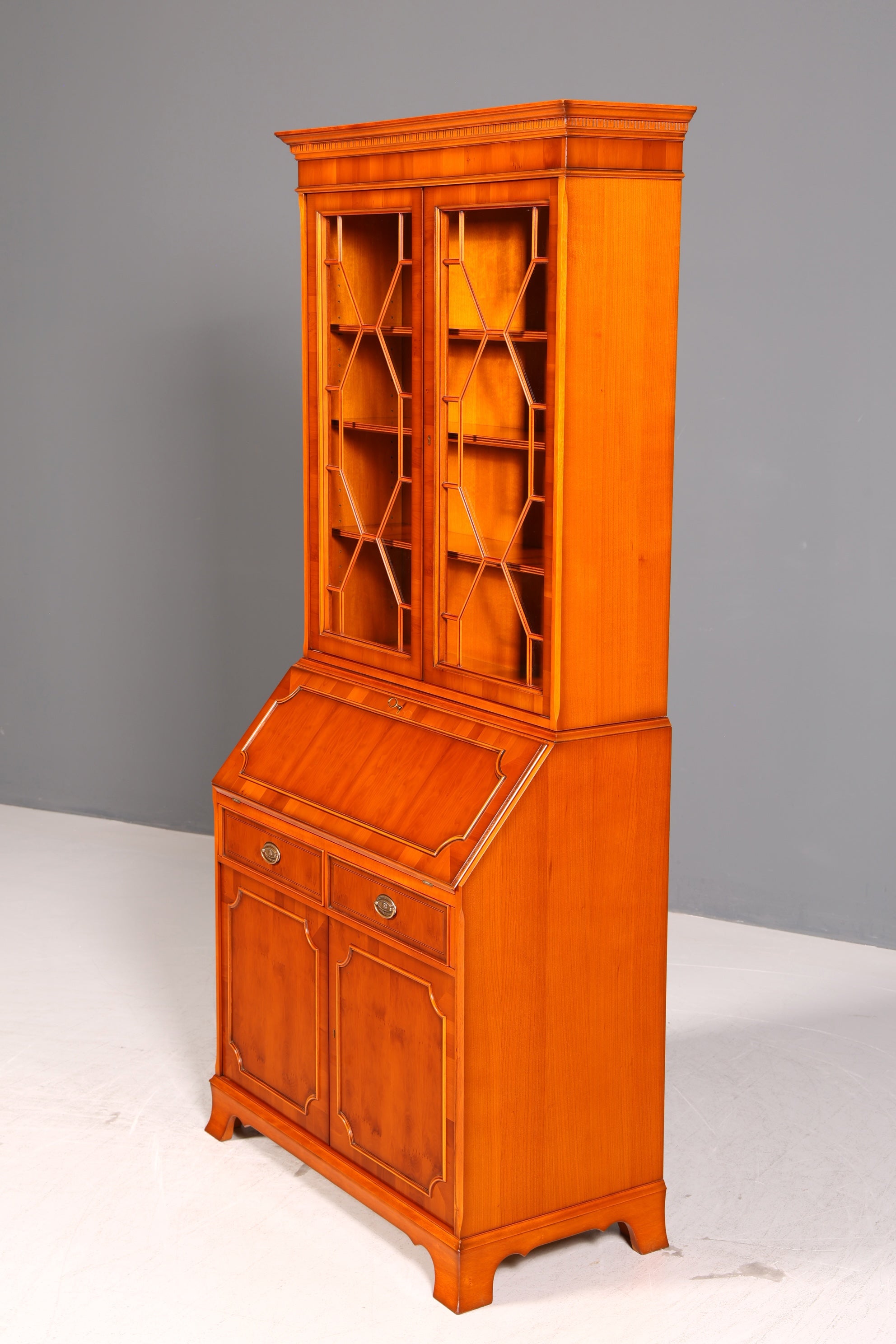 Stilvoller Original Heldense Englischer Aufsatzsekretär Eibe 60s Vitrine Schrank Büro Schreibmöbel UK