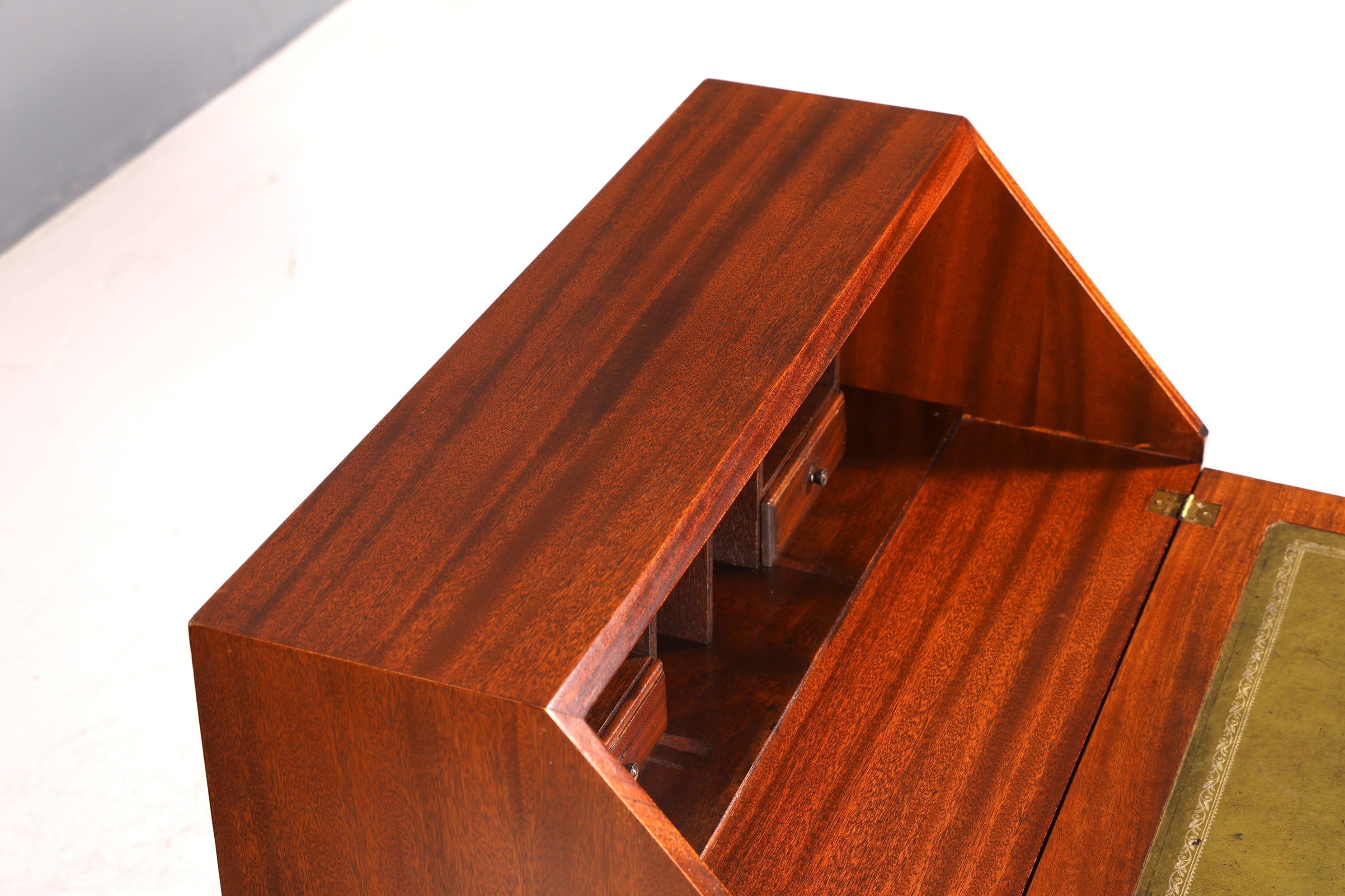 Wunderschöner Englischer Sekretär Mahagoni Schreibkommode Echt Lederauflage Schrägklappe Schreibtisch Kommode Antik