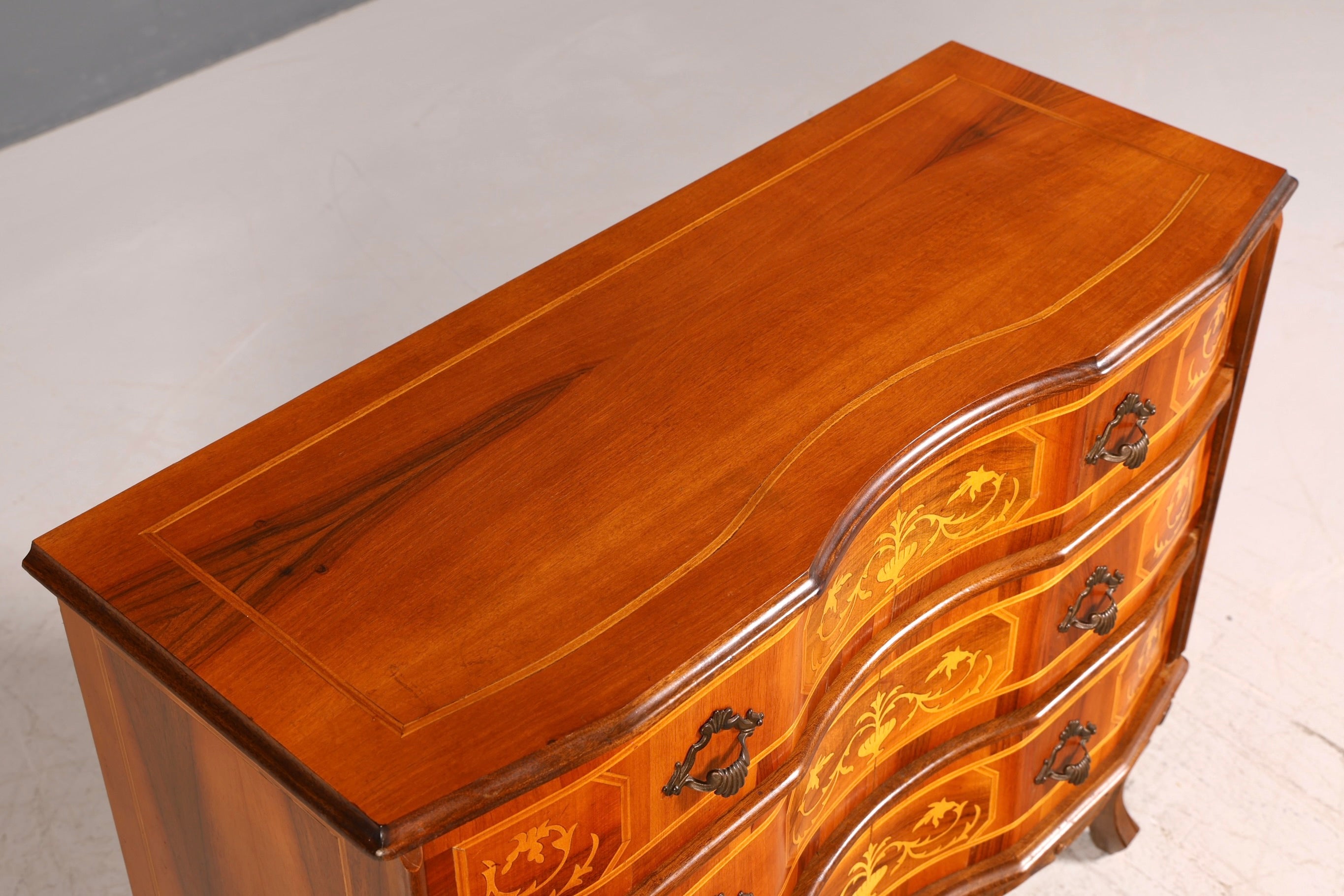 G023 Finish cm Traumhafte Kommode im Barock Stil Sideboard Intarsien echt Holz Schubladenkommode