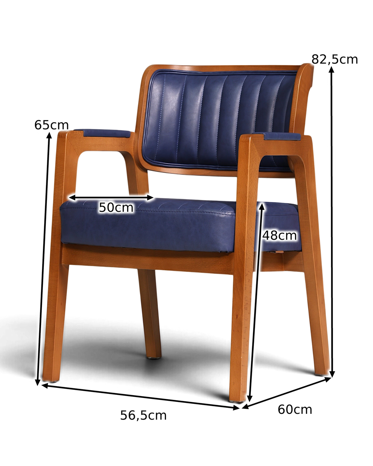 Stijlvolle armleuningstoel "Lima" Eetkamerstoel met mandvlechtwerk in blauw Gestoffeerde armleuningstoel secretaresse stoel