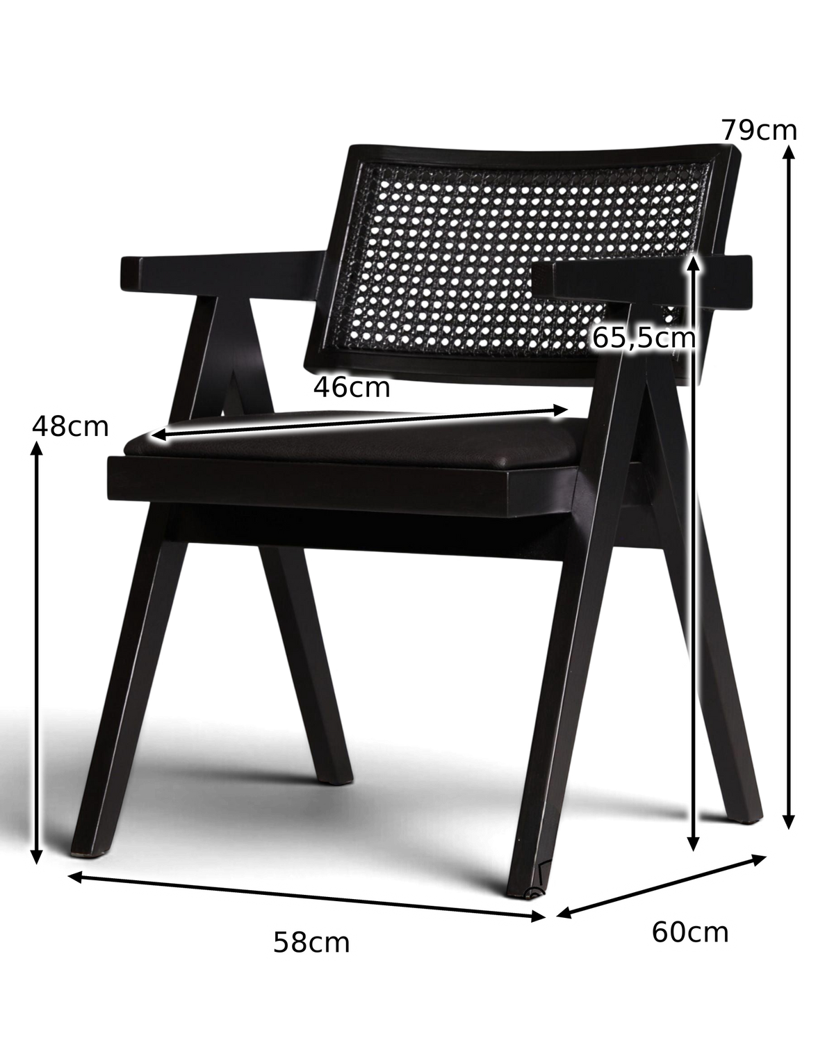 Very classy wicker chair "Vienna Black +" armchair Bauhaus Relax Lounge Chair Dining Room Chair Kitchen Chair