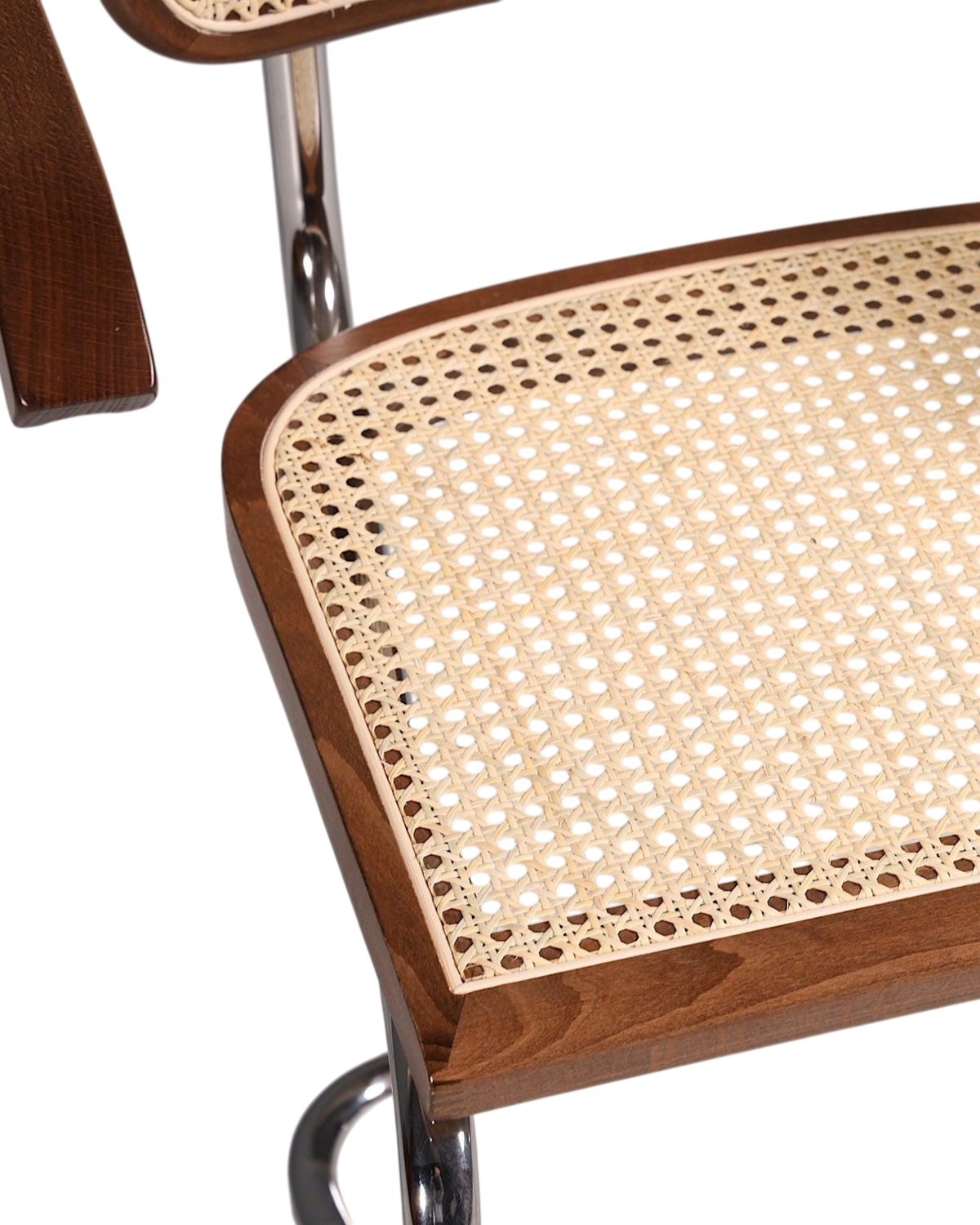 Korbgeflecht Freischwinger Armlehnstuhl "Milano" Made in Italy Braun Küchenstuhl Wippstuhl