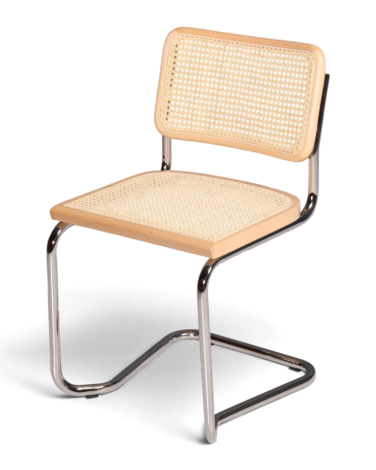 Korbgeflecht Freischwinger Stuhl "Milano" Made in Italy Beige Wippstuhl Küchenstuhl Esszimmer Stuhl