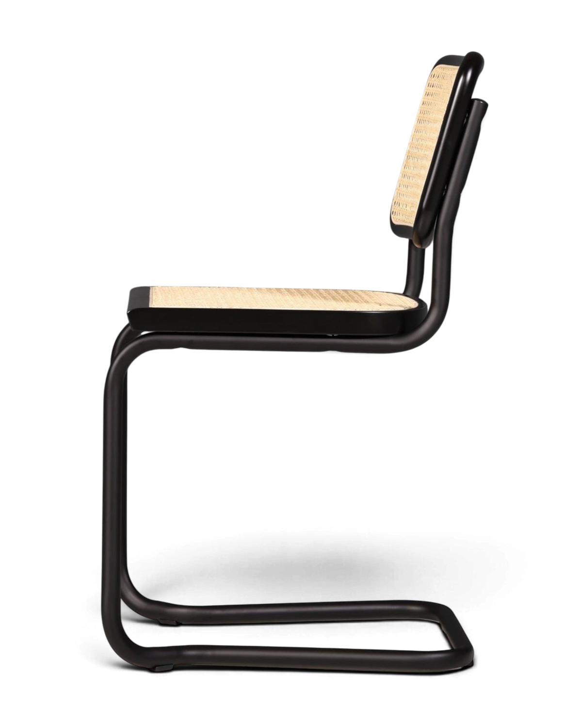 Freischwinger Stuhl "Milano" Made in Italy Schwarz Korbgeflecht Stuhl Wippstuhl Wiener Geflecht Küchenstuhl Sekretär Stuhl
