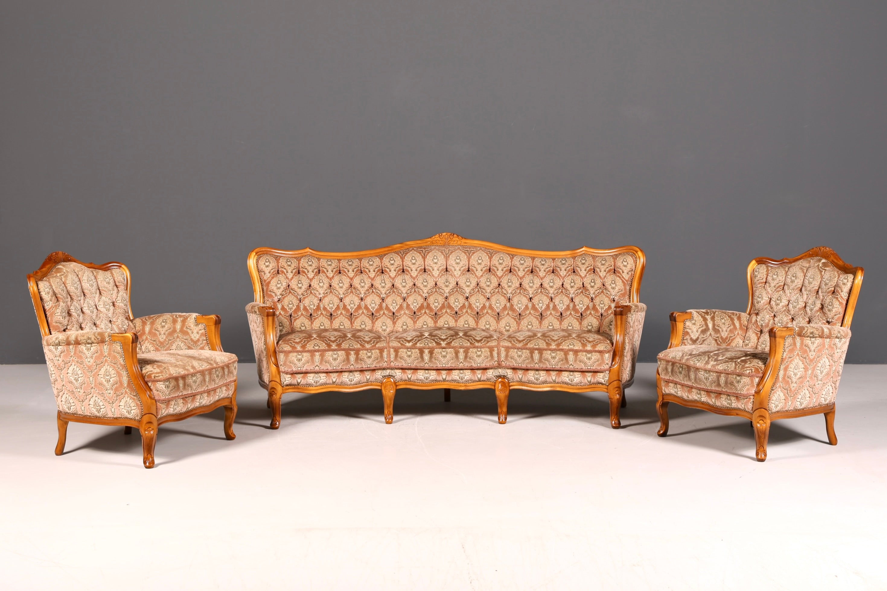 Edler Chippendale Armlehnsessel Barock Stil Sessel Armchair Samt Stoff Sessel 1 von 2