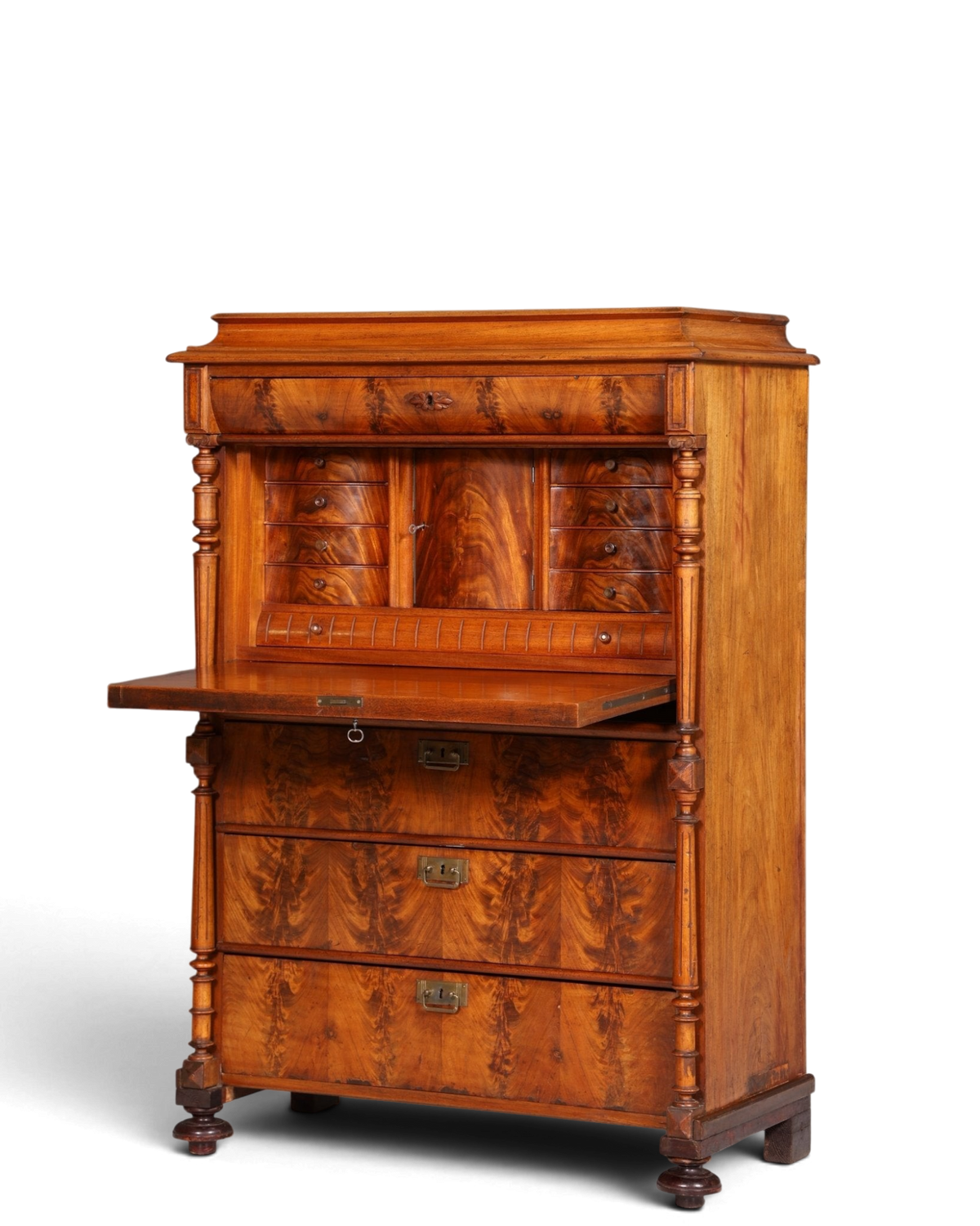 Stilvoller Gründerzeit Sekretär Vertiko Highboard Louis Philippe Kommode Schrank um 1880