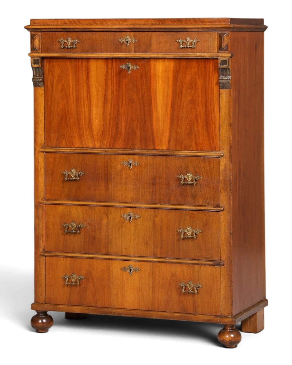 Stilvoller Gründerzeit Sekretär Vertiko Nussbaum Jugendstil Highboard Louis Philippe Kommode um 1880