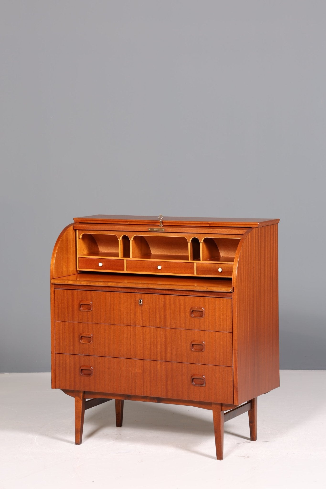 Wunderschöner Mid Century Rollladen Sekretär Danish Design Schreibtisch echt Holz Schrank