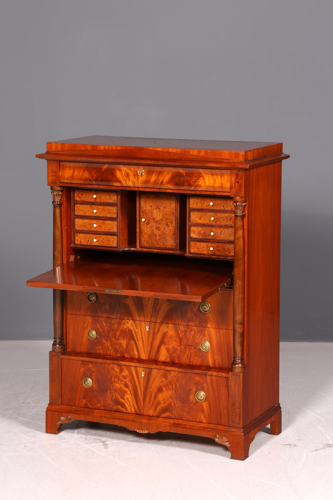 Beautiful Original Biedermeier Secretary Desk English Chest of Drawers Antique Office Chest