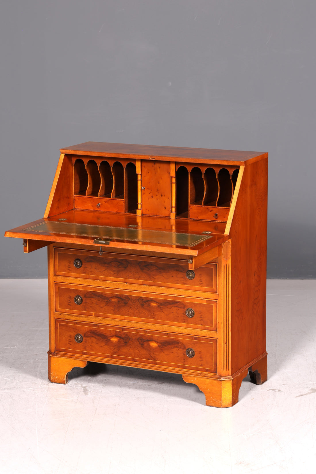 Beautiful English Secretary Yew Writing Chest 60s Chest UK Desk Vintage