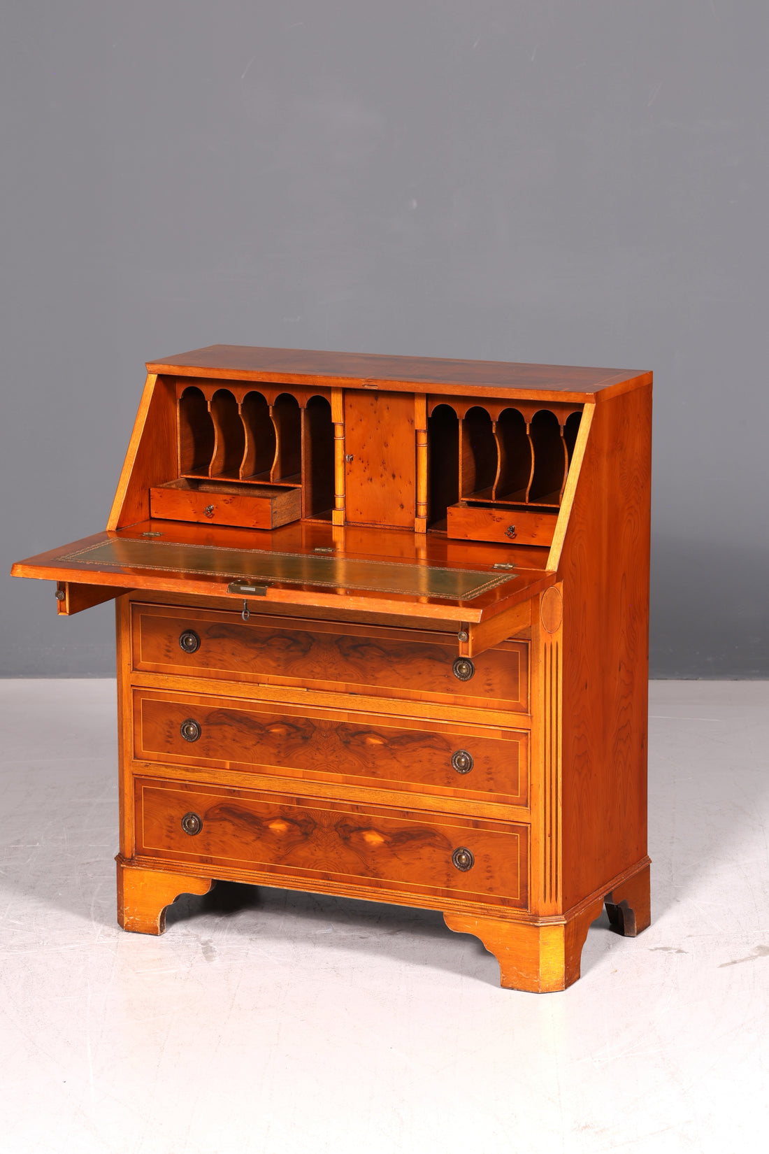 Beautiful English Secretary Yew Writing Chest 60s Chest UK Desk Vintage